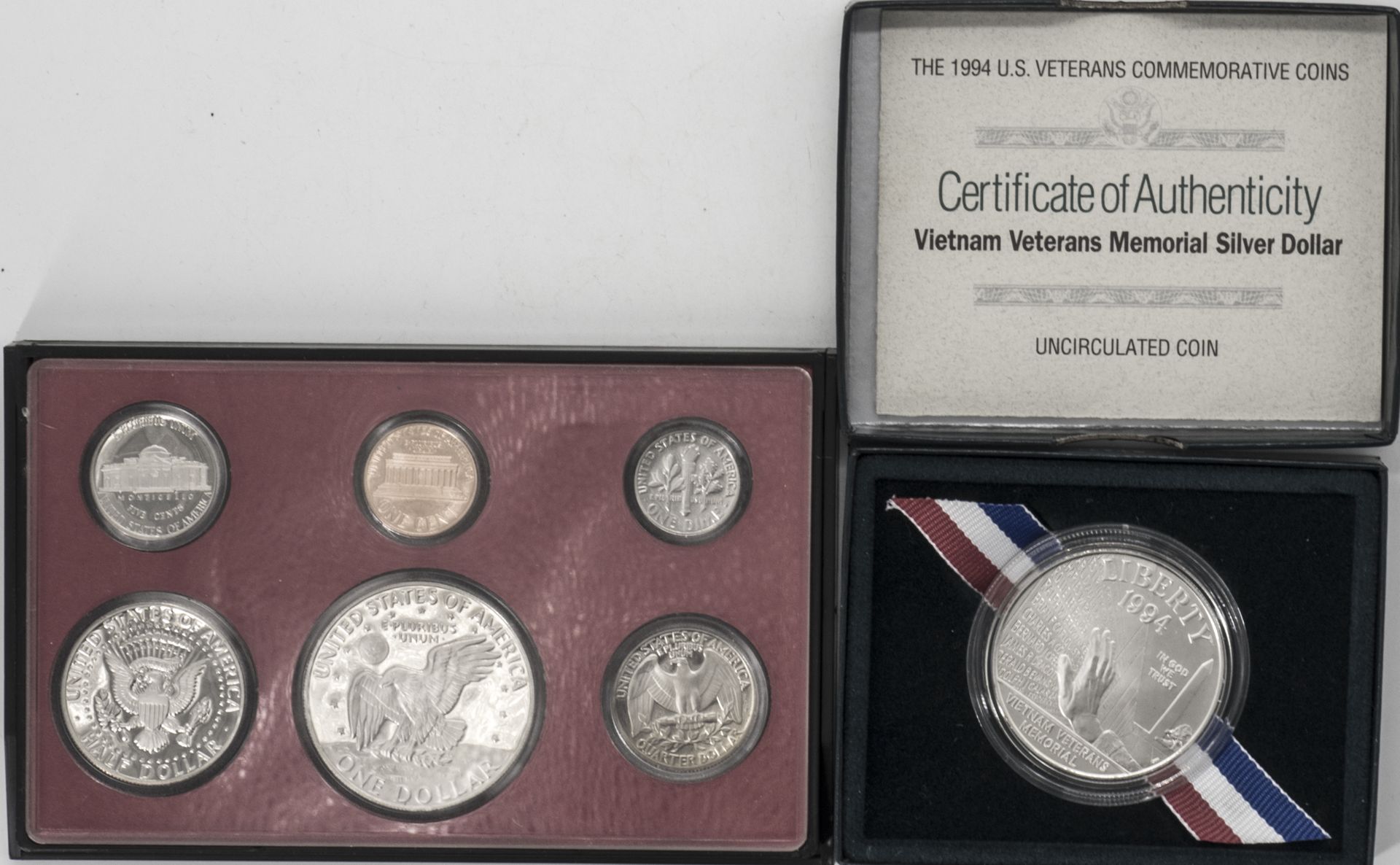 USA 1994, 1 Dollar "Vietnam". Silber 900. W (West Point). Gewicht: ca. 76,73 g. Im original Etui. - Bild 2 aus 2