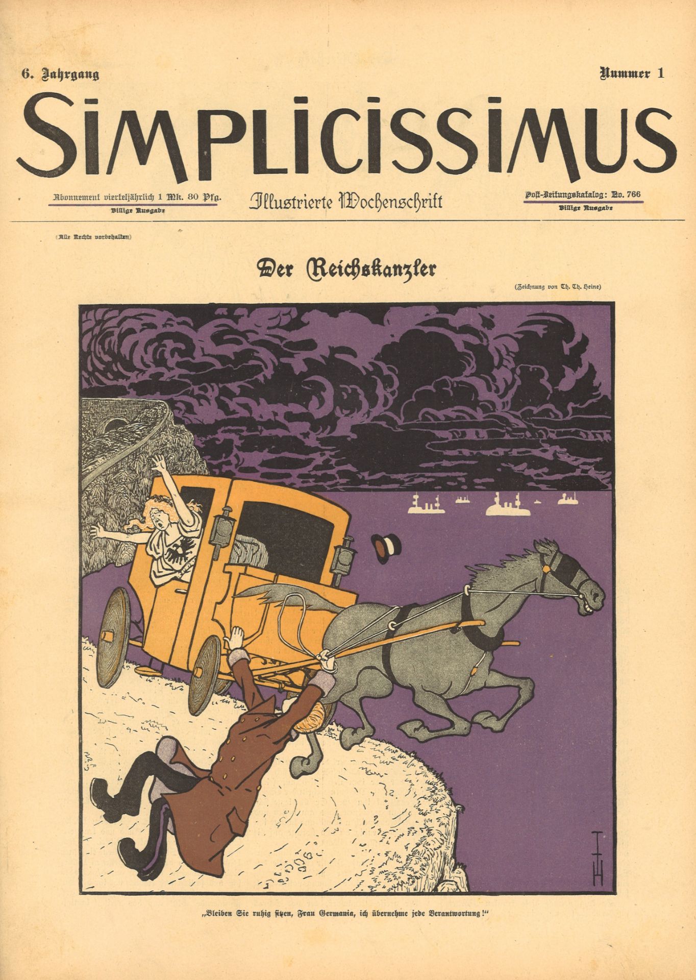 Simplicissimus 6. Jahrgang 1901 Illustrierte Wochenschrift Nr. 1-53, gebunden. Guter Zustand