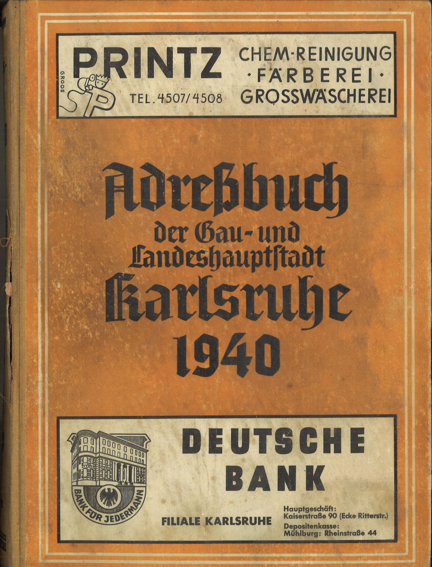 Adressbuch der Stadt Karlsruhe von 1940, siebenundsechzigster Jahrgang, Adressbuchverlag G. Braun,