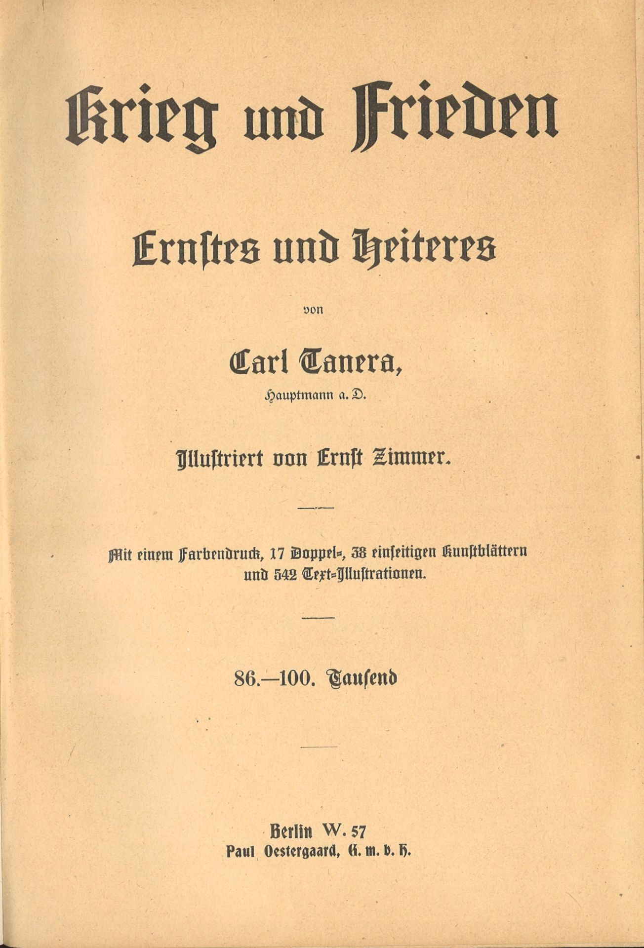 Krieg und Frieden. Ernstes und Heiteres, von Tanera Carl,. Farb. illustr., illustriert von Ernst - Image 2 of 2