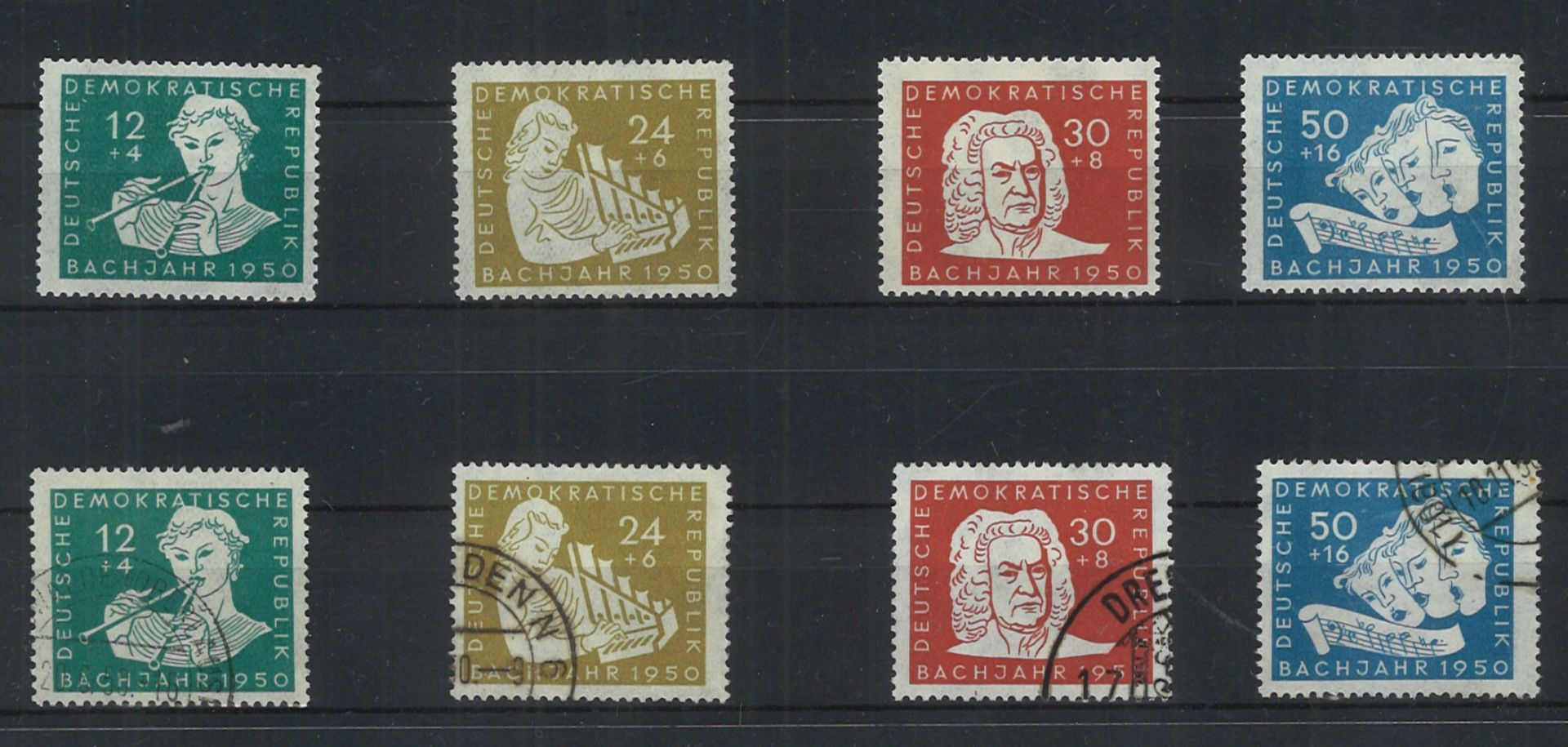 DDR 1950, postfrisch und gestempelt. MiNr. 256-259