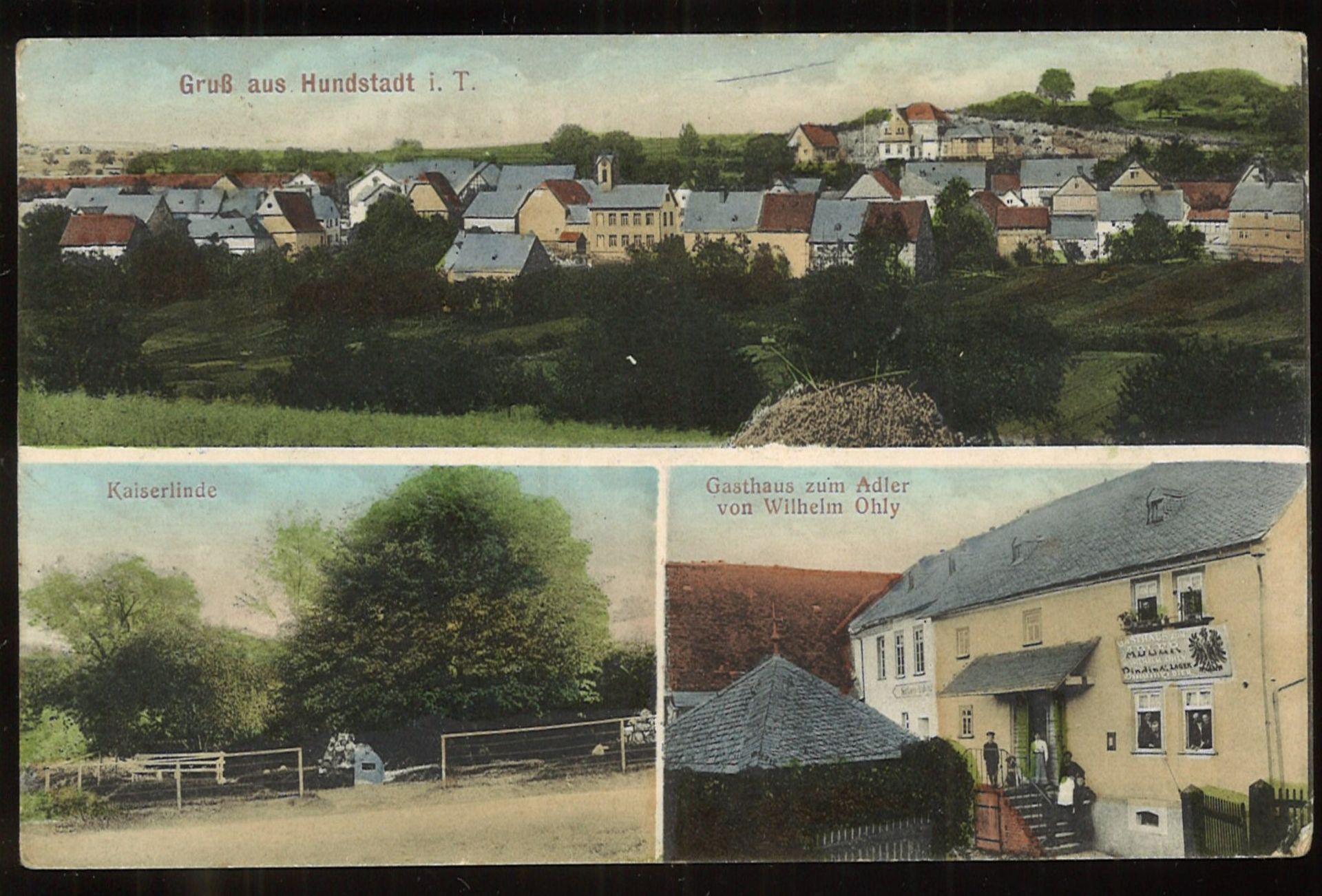 Postkarte "Gruß aus Hundstadt i.T.", gelaufen. 1918