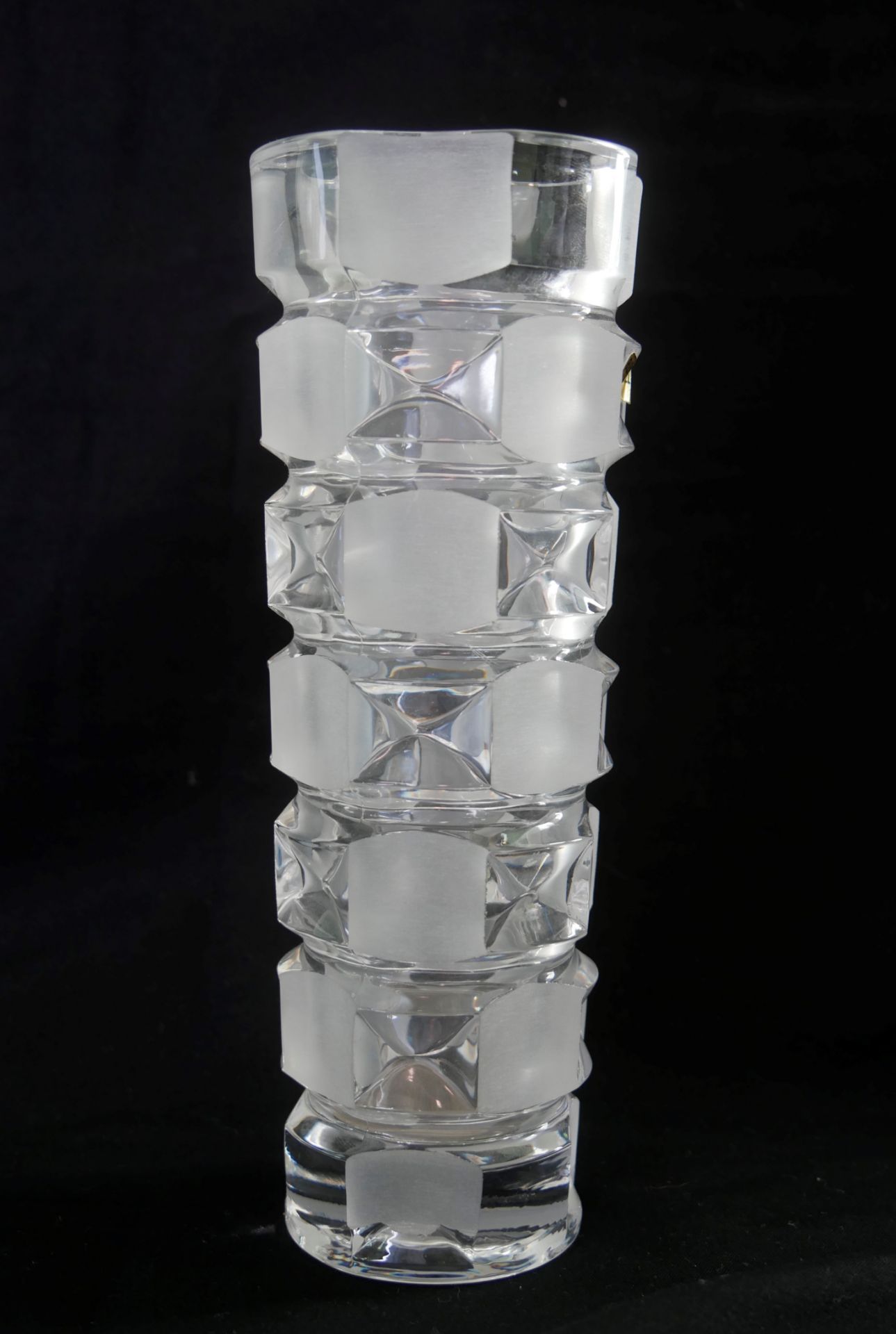 ausgefallene Kristallglas Vase, 70er Jahre. Höhe ca. 21 cm