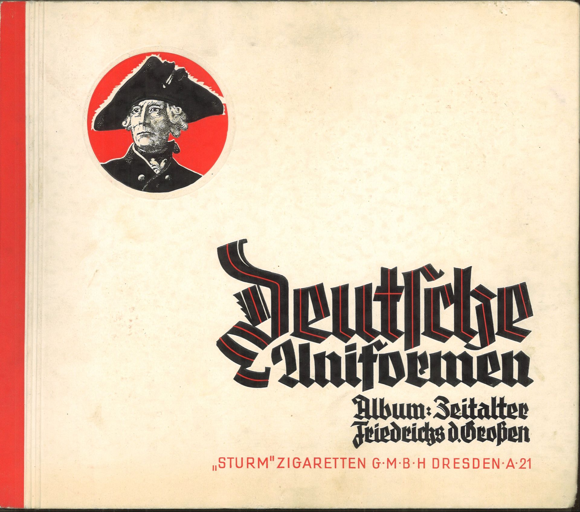 Sammelbilderalbum im Original-Versandkarton "Deutsche Uniformen, Album: Zeitalter Friedrichs des