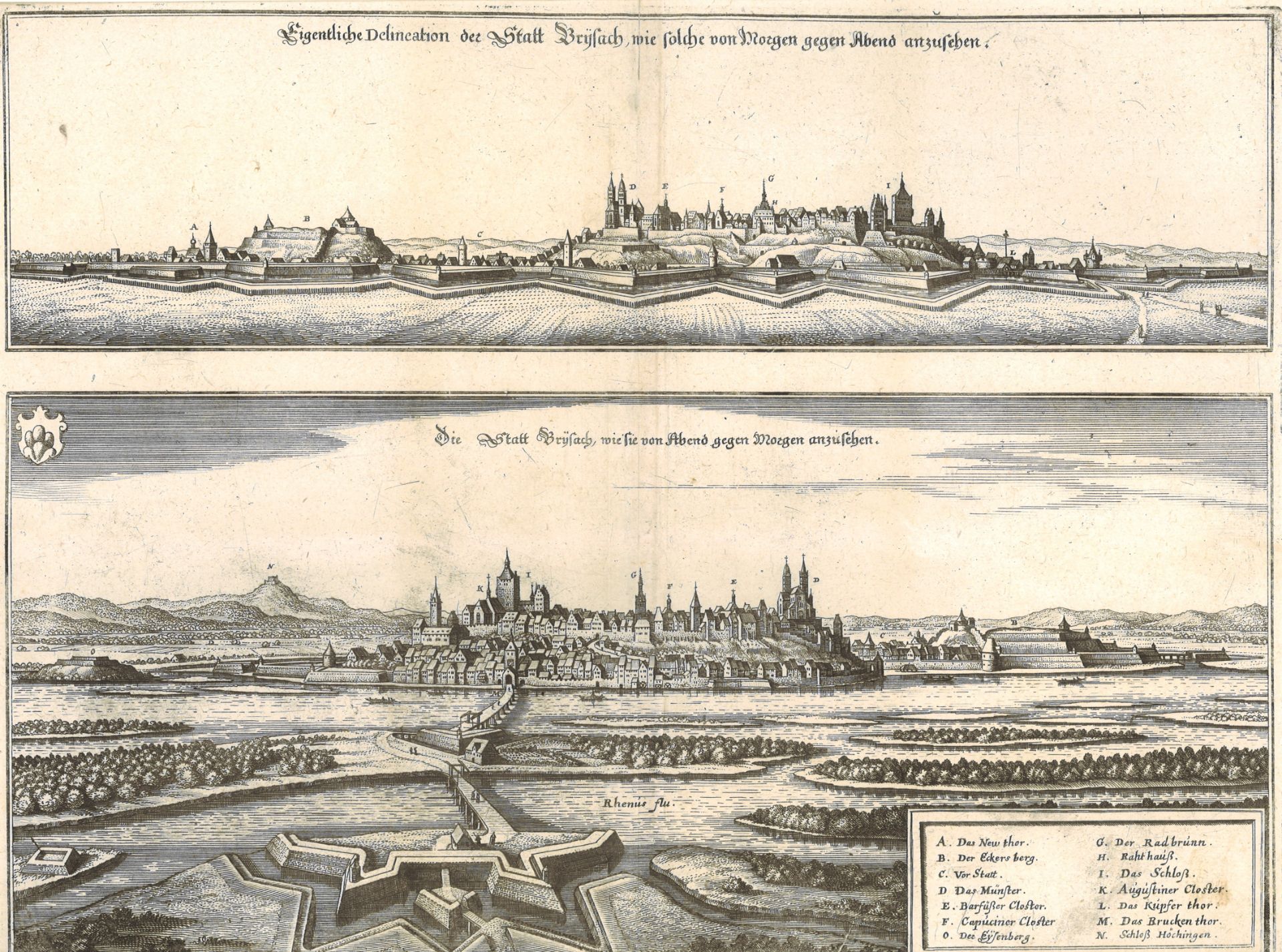 Eigentliche Delincation der Stadt Brysach, wie solche von Mozgen gegen Abendanzuleben.