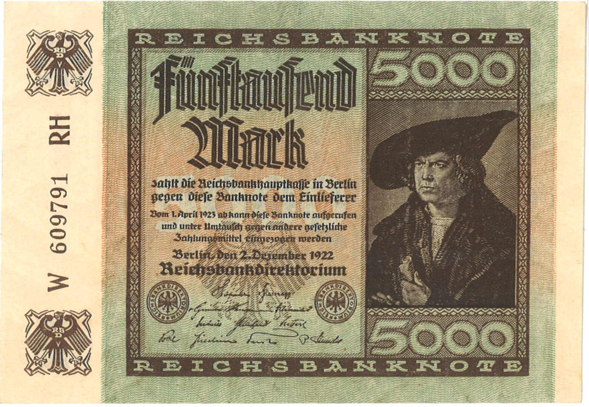 Banknoten Deutsches Reich, 5.000 Mark.