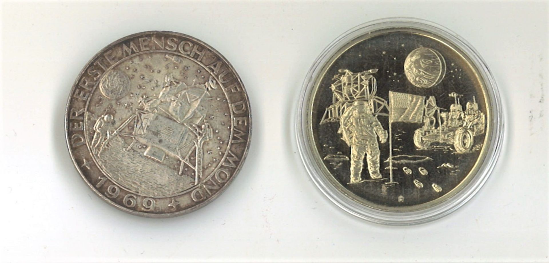 2 Medaillen, Weltraum, 1 x 1000er Silber - Bild 2 aus 2
