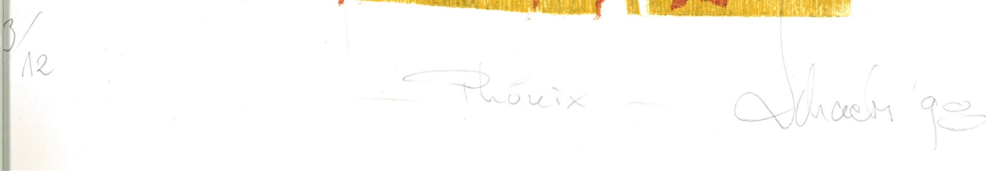 Frithjof Schaebs, Lineolschnitt "Phönix", 3/12 handsigniert 98, Blattmaße: Höhe ca. 49 cm, Breite - Image 2 of 2