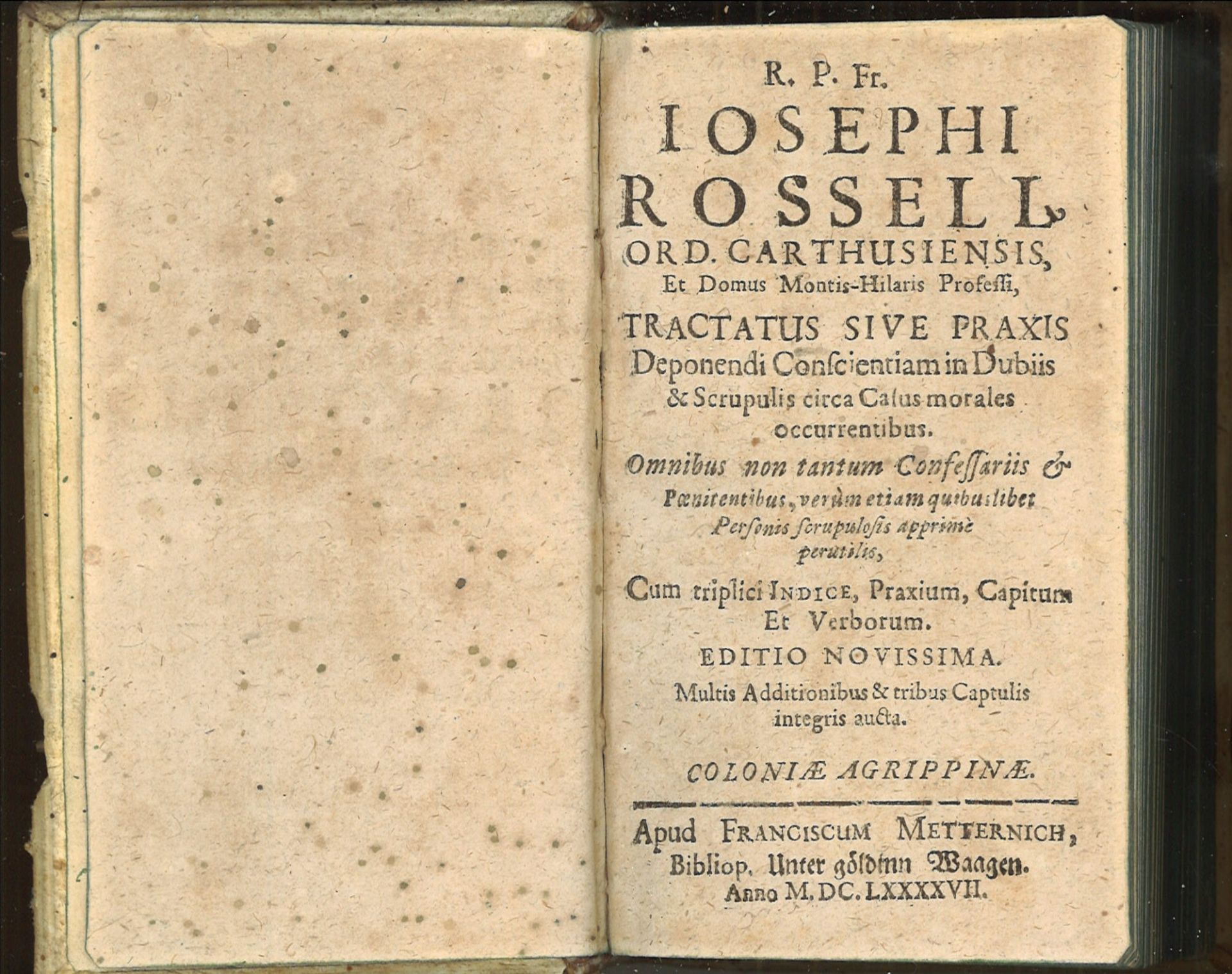R.P.Fr. IOSEPHI ROSSELL. ORD CARTHUSIENSIS; Et Domus Montis-Hilaris Pofelli, TRACTATUS SIVE - Bild 3 aus 4