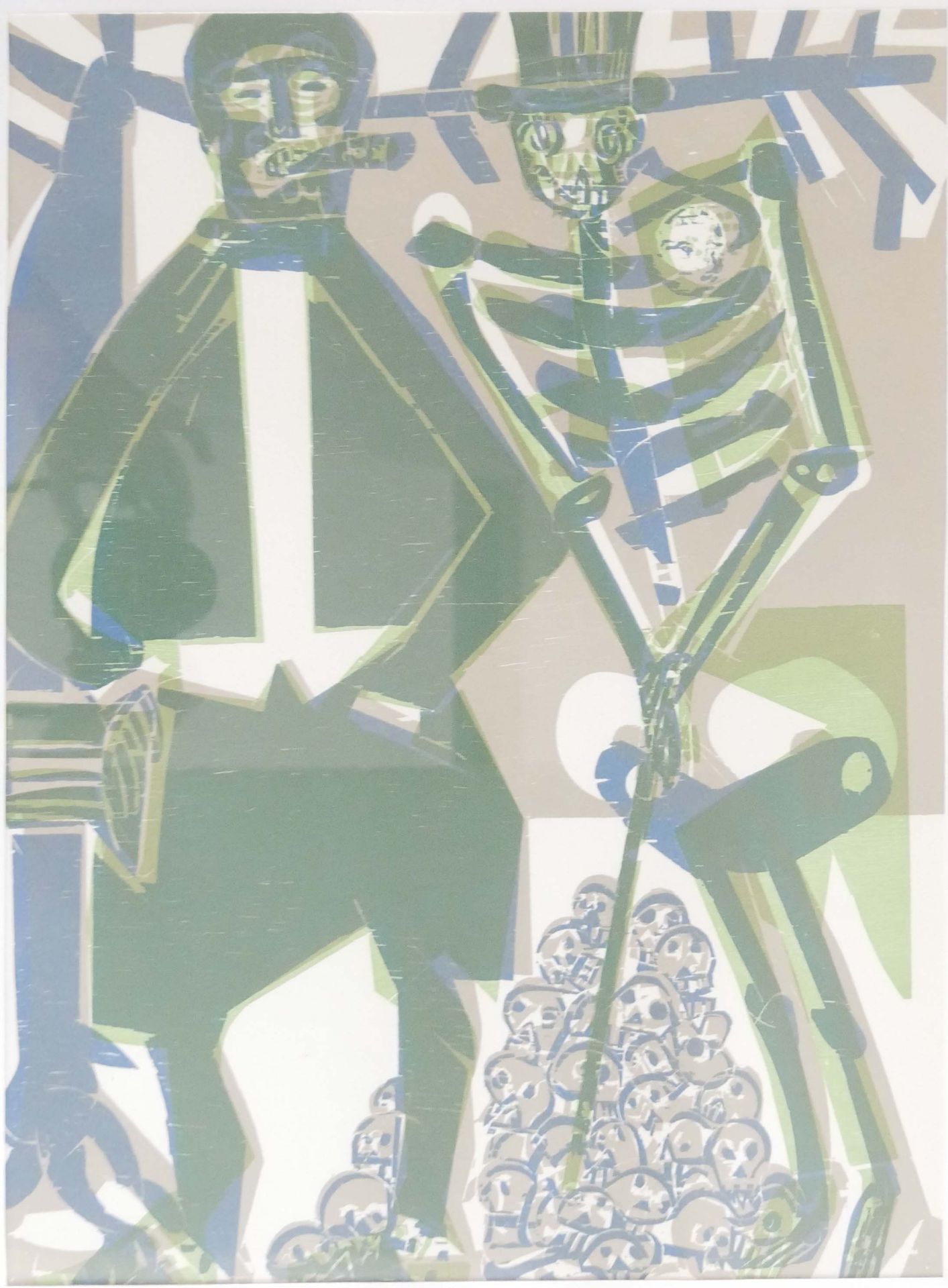 HAP Grieshaber (1909-1981), 1966 "Der Wucherer" aus "Der Totentanz von Basel". Farblithographie - Image 2 of 2