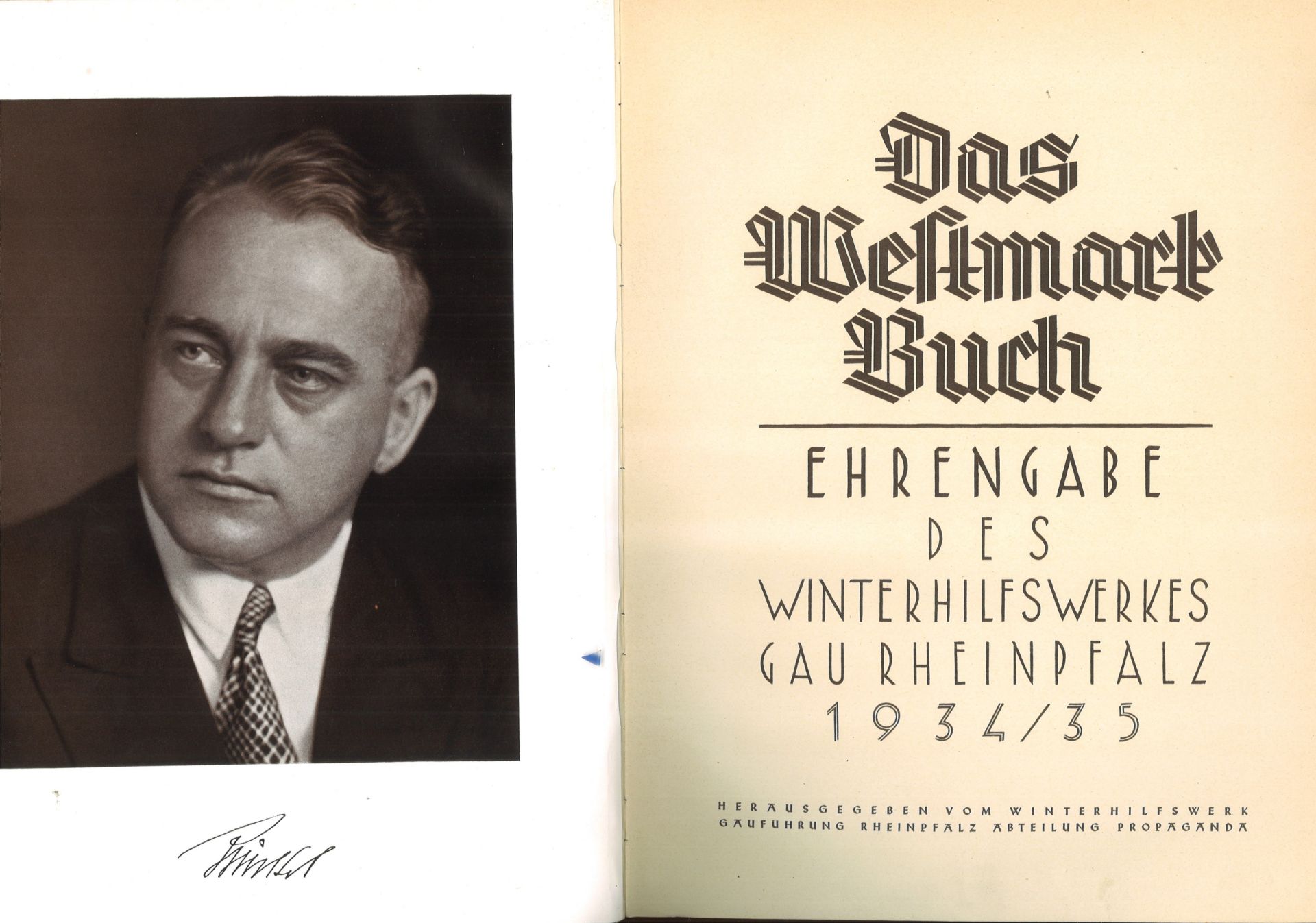 Das Westmarkbuch - Ehrengabe des Winterhilfswerkes Gau Rheinpfalz 1934/35. Sammelbilderalbum. 1 Bild