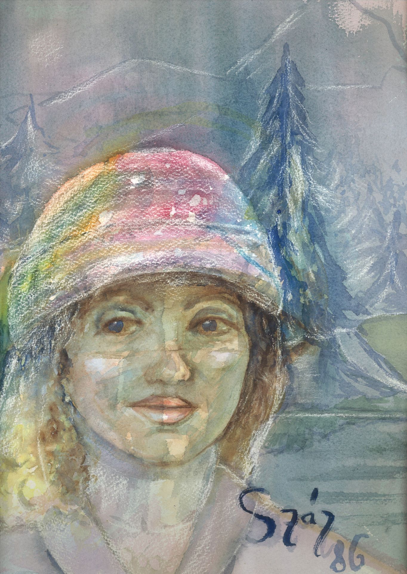 Csilla Sabine Szasz (1969-2007), Mainz, deutsch-ungarische Künstlerin. Aquarell auf Papier, rechts