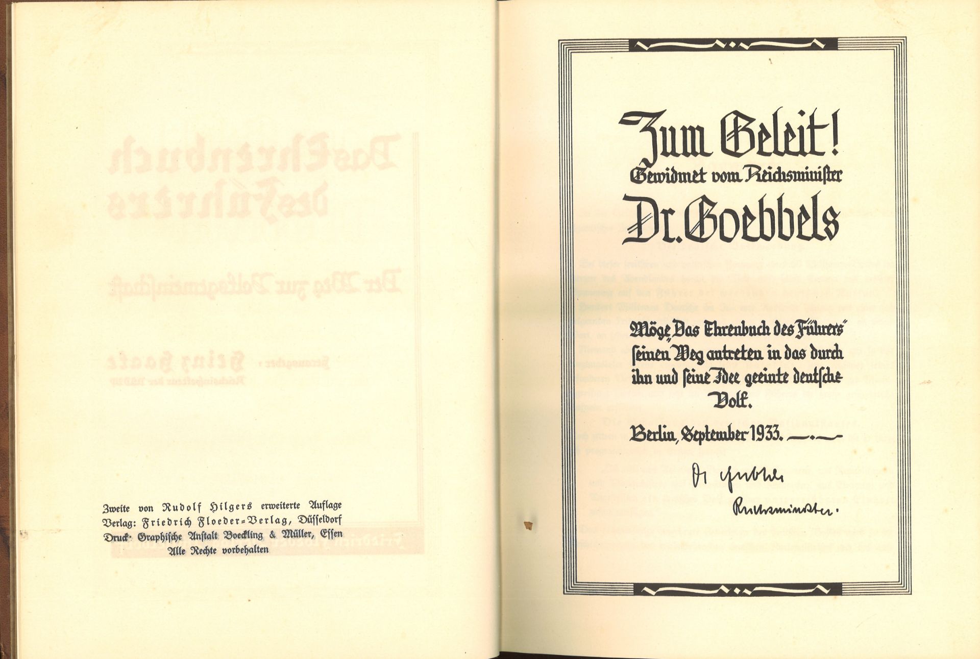 Das Ehrenbuch des Führers. Der Weg zur Volksgemeinschaft, Haake, Heinz (Hg.) Verlag: Floeder, - Image 3 of 4