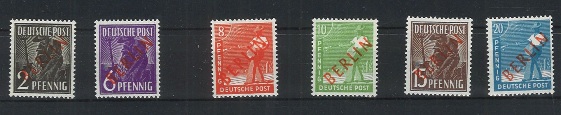Berlin 1948, postfrisch. MiNr. aus 21-26, alle Werte geprüft Schlegel.