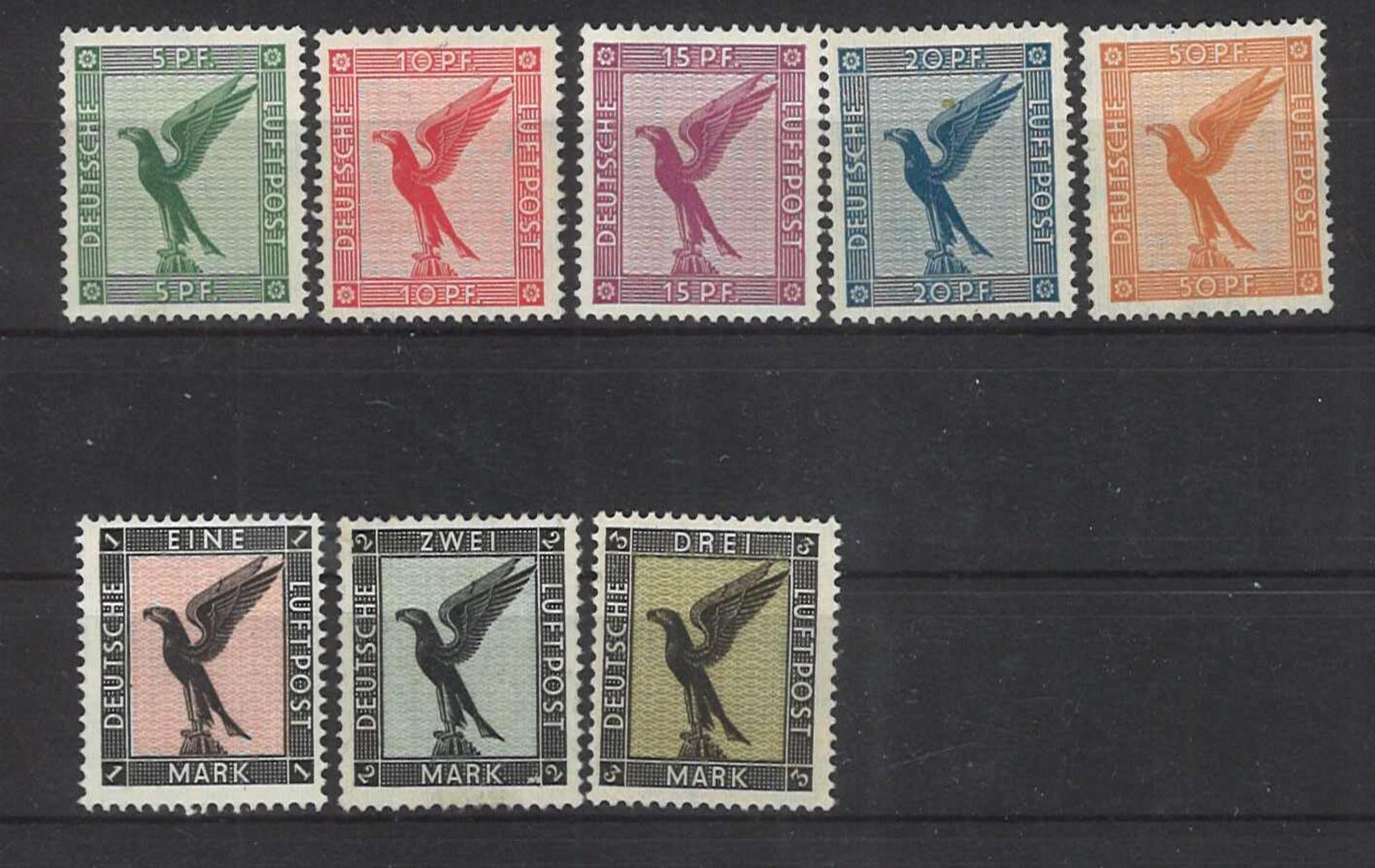 Deut. Reich 1926, Mi. - Nr. 378-384, Flugpostmarken Adler.