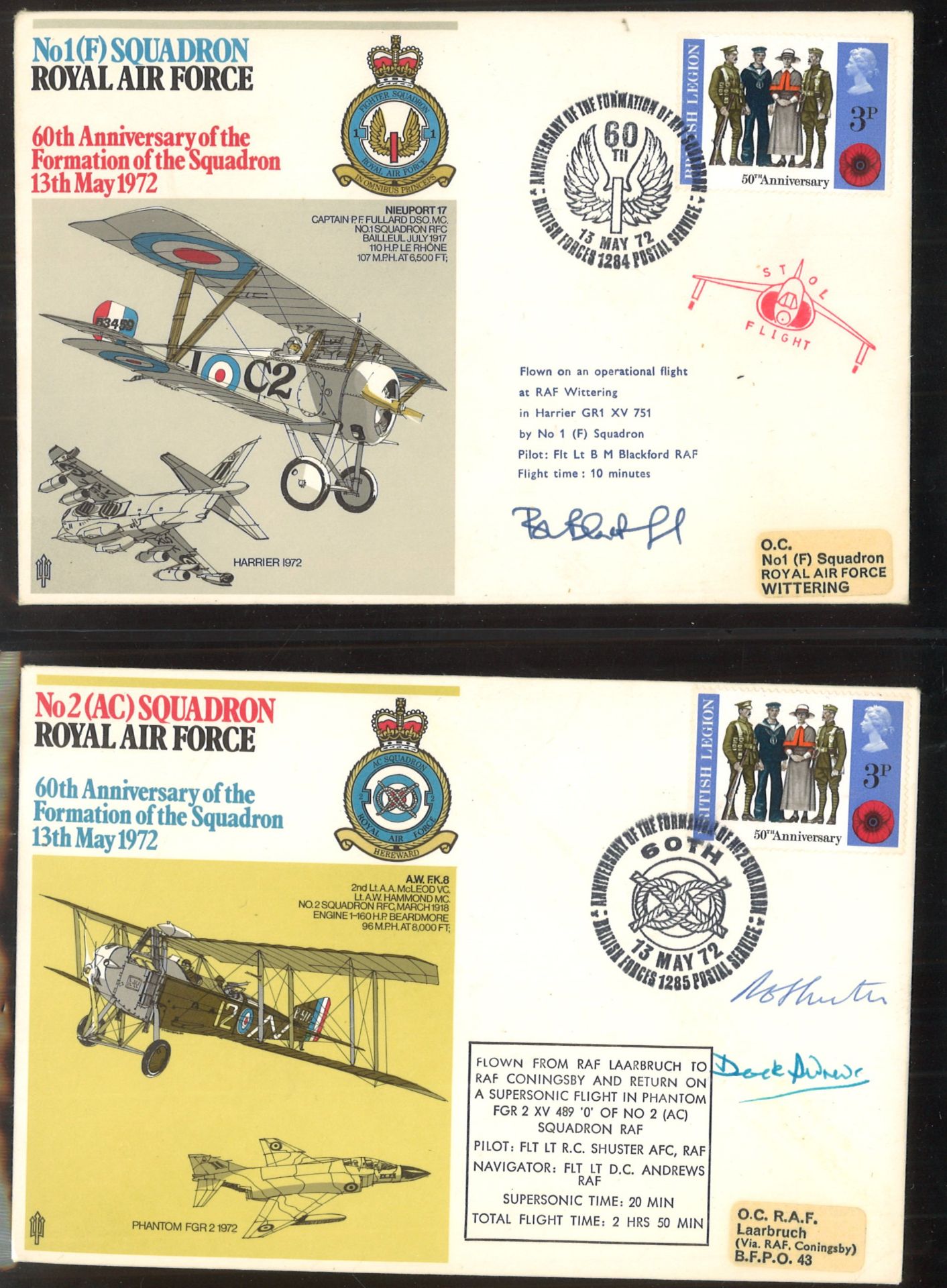 Briefealbum mit 52 Sonderbriefen Squardron Royal Air Force, alle Briefe handsigniert! schöne