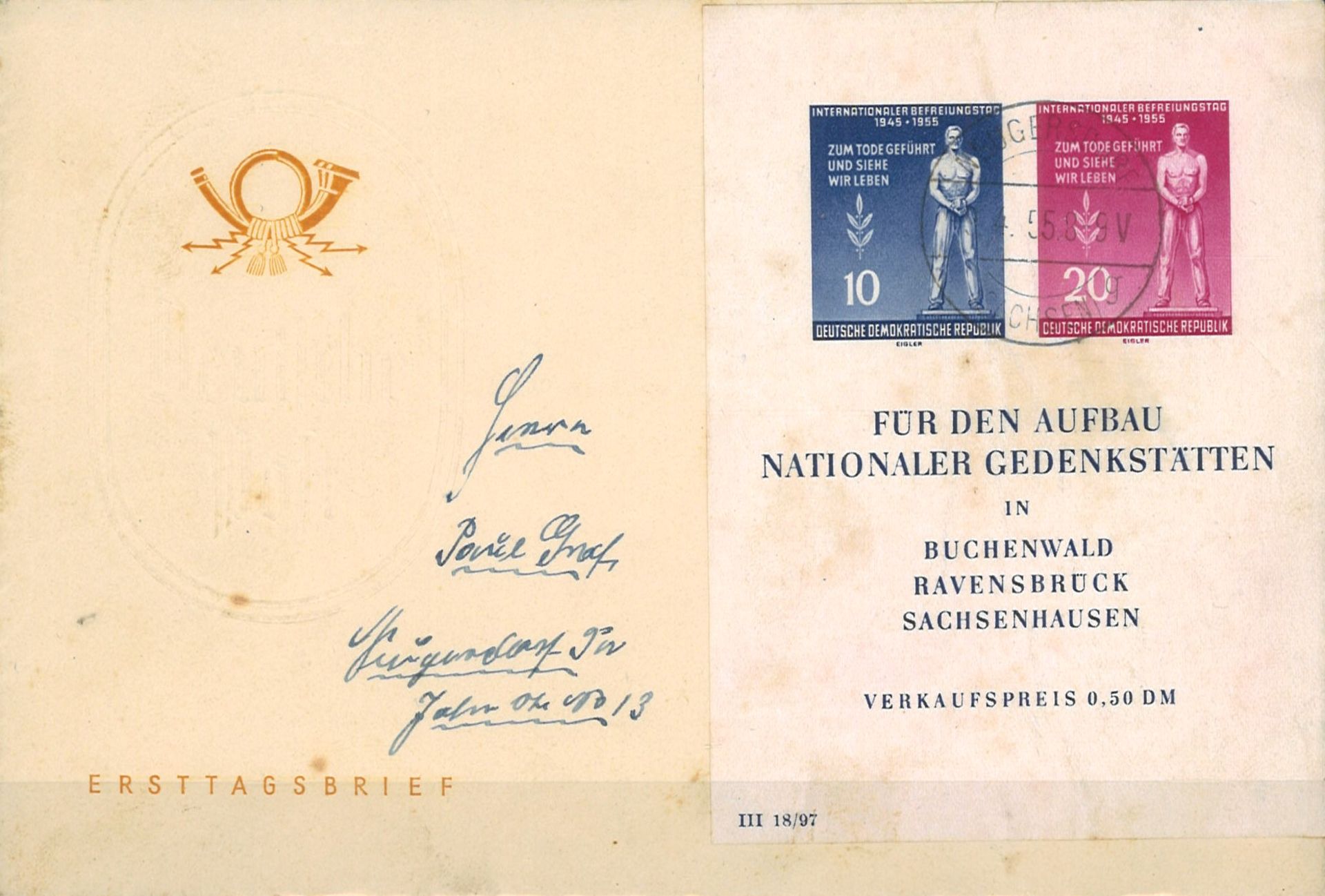 DDR 1955, gestempelt. FDC, Block 11