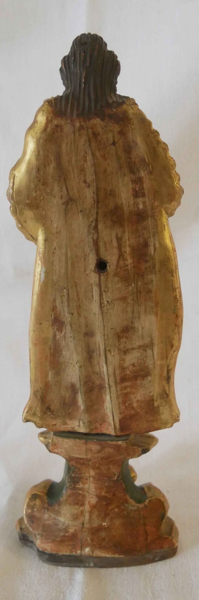 geschnitzte Holzfigur, Arm abgebrochen. Höhe ca. 26 cm um 1820 - Bild 2 aus 2