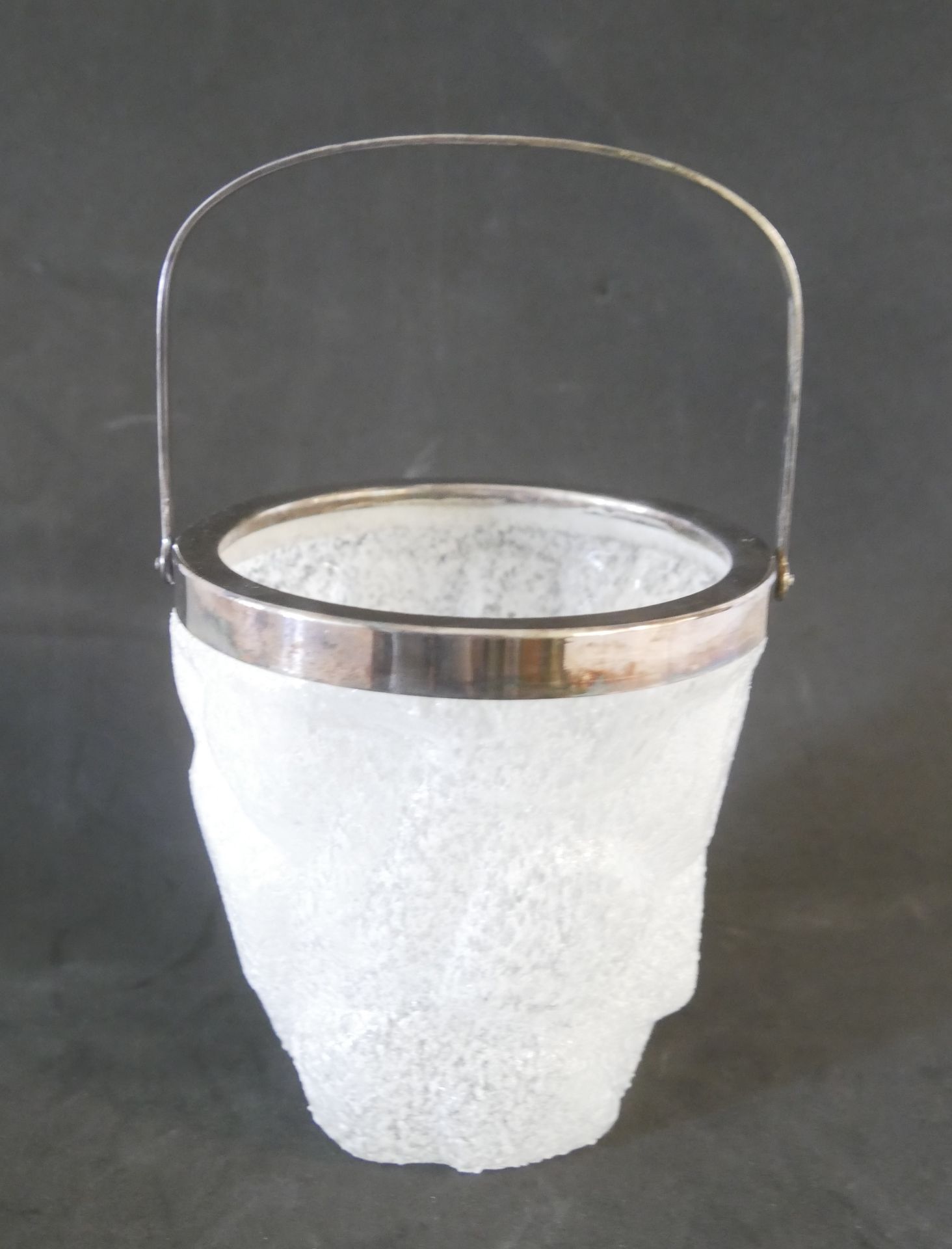 WMF Eiseimer - Craquele - Henkel - Bügel - Glas um 1950, Bügel versilbert. Höhe ca. 14 cm,