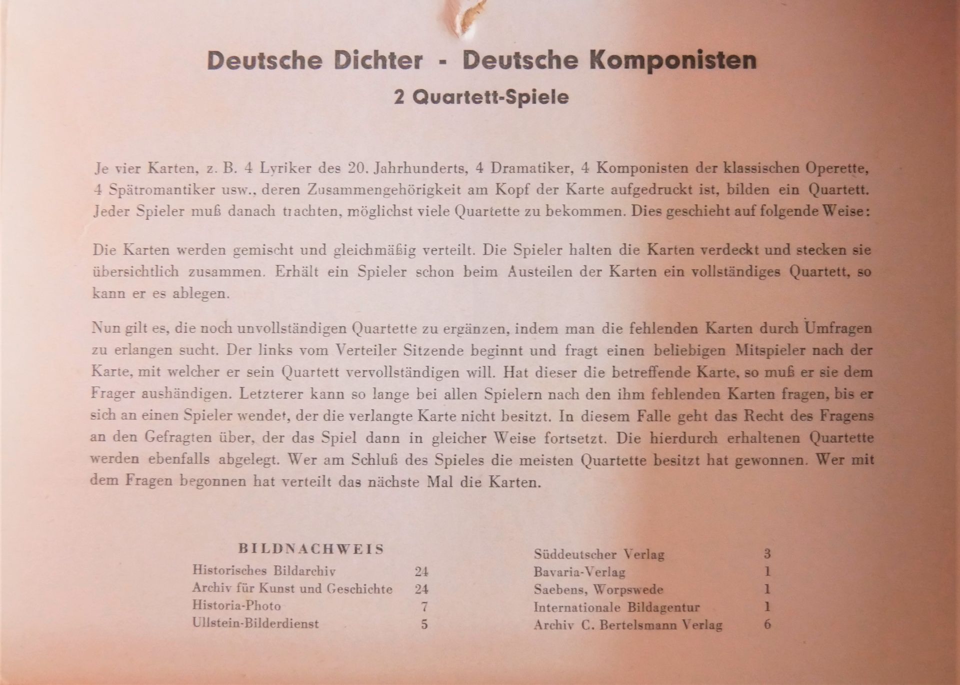 DEUTSCHE DICHTER - DEUTSCHE KOMPONISTEN, 2 Quartett Spiele, 72 Karten komplett. Bertelsmann Verlag / - Bild 2 aus 2