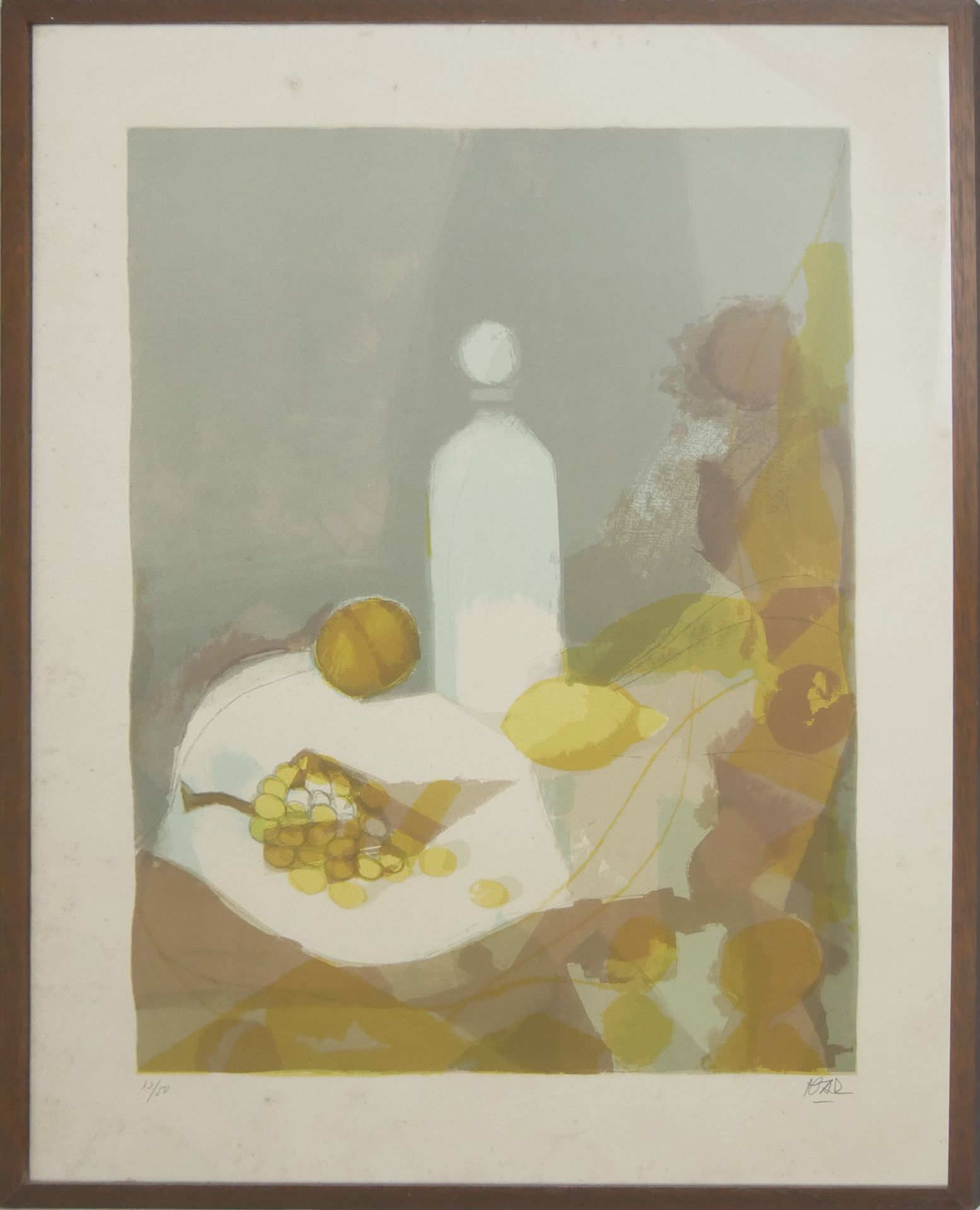 wohl Samuel BAK (1933 - ) Lithographie "Stillleben" Nr. 12/50 rechts unten Signatur. Hinter Glas