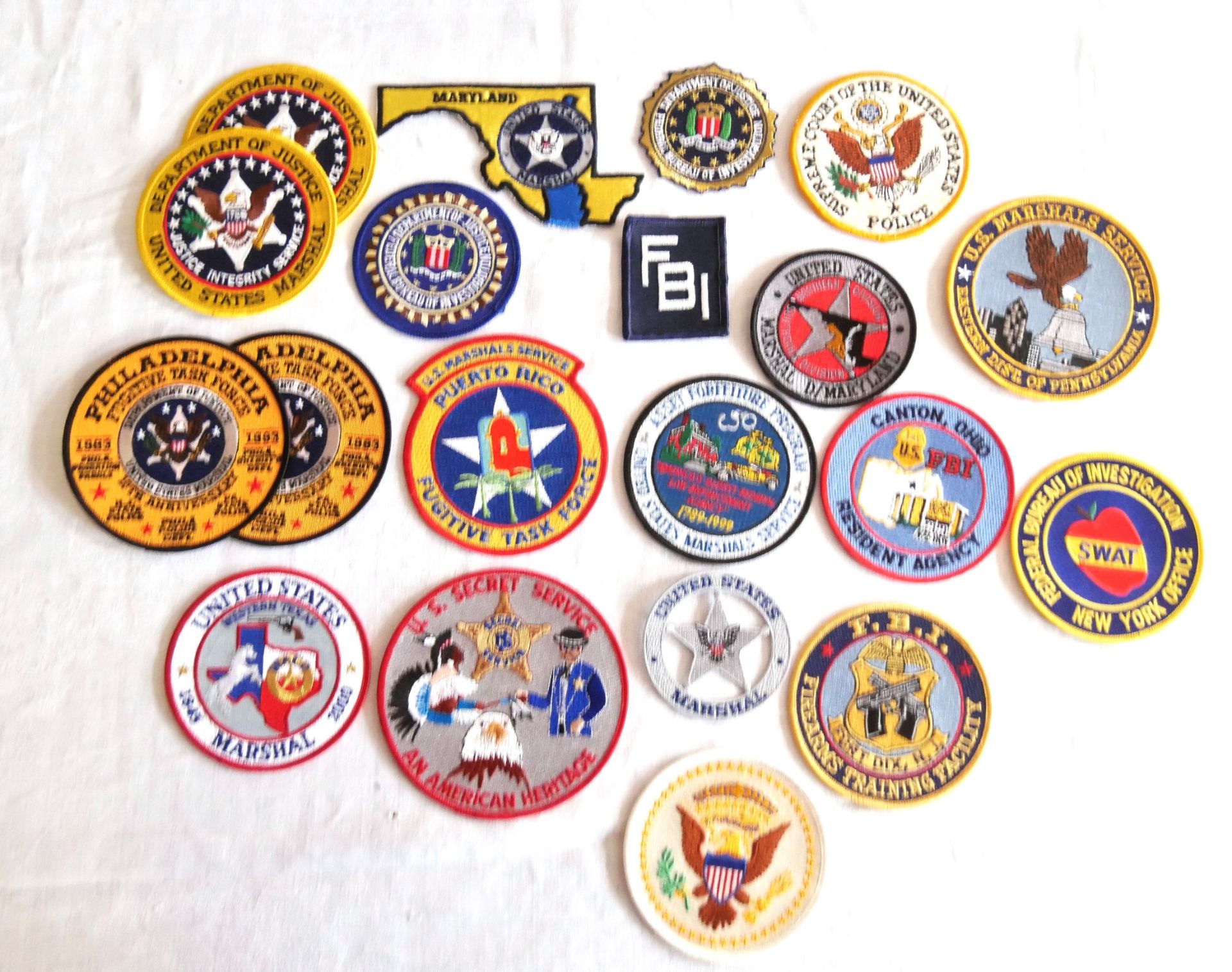 Aus Sammlung! USA Patches, dabei FBI. Insgesamt 20 Stück.