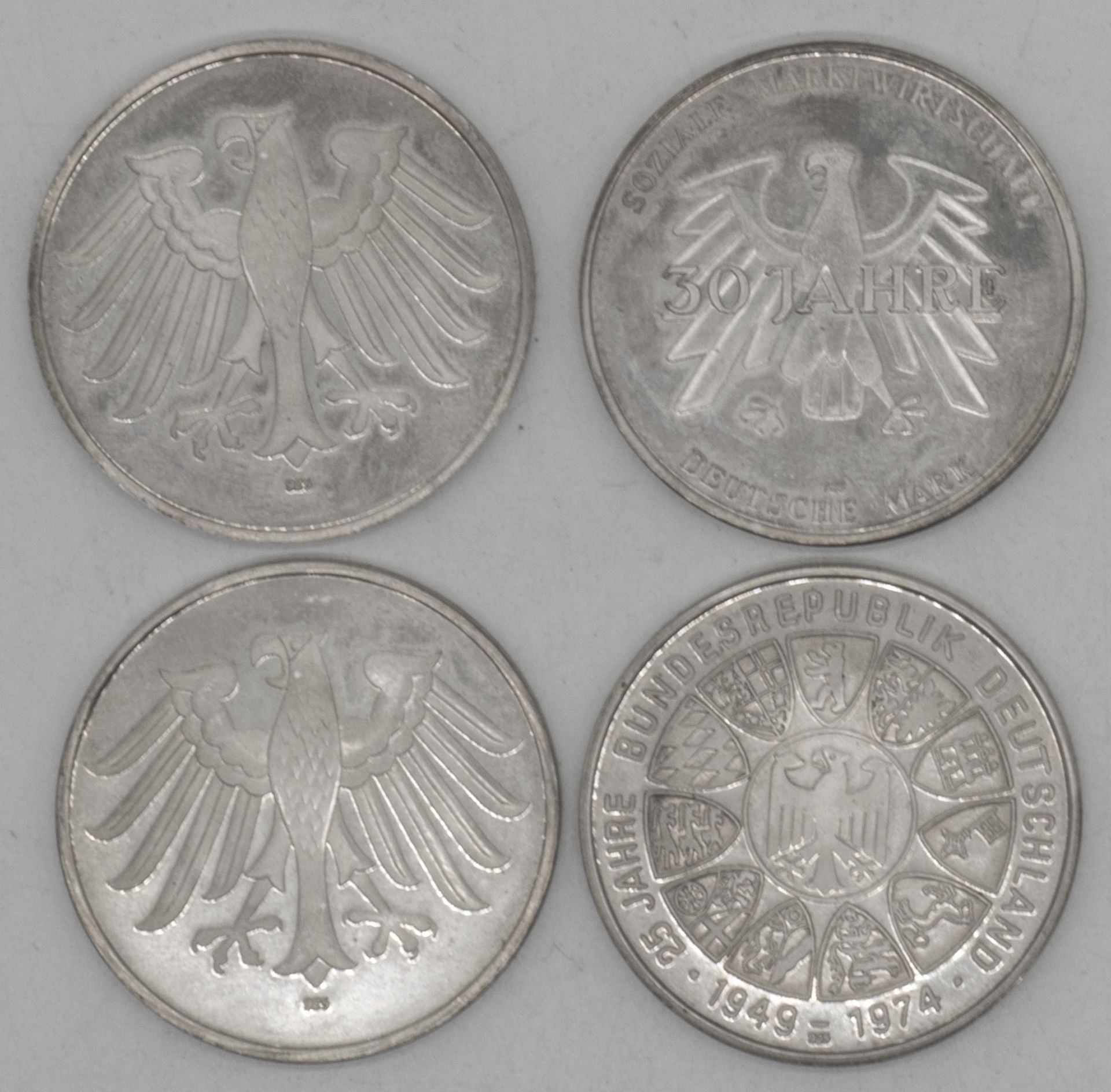 4 Silber Medaillen, BRD, 925er Punze. Theodor Heuss, Ludwig Erhard, 2x Walter Scheel. - Bild 2 aus 2
