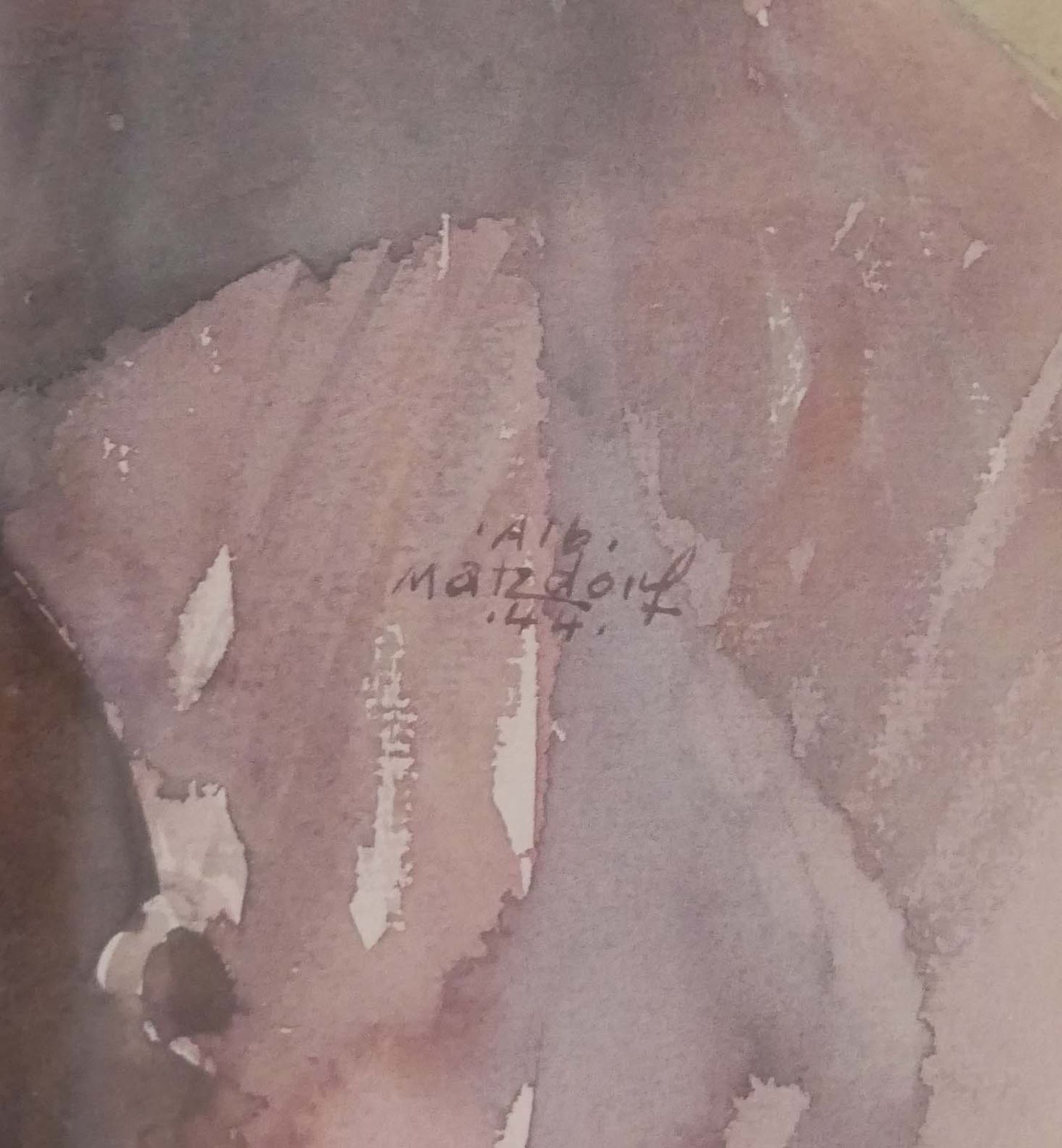 Albert MATZDORF (1912-1992), Aquarell auf Papier "Mann mit Pfeiffe" Rechts unten Signatur. Hinter - Image 3 of 5