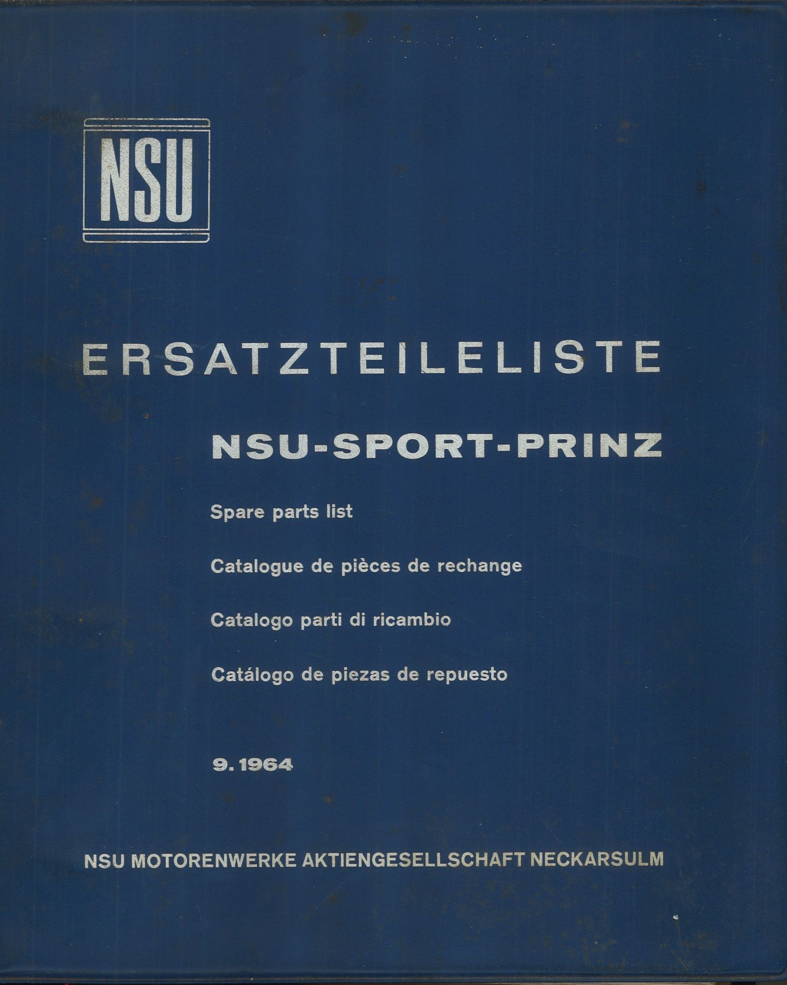 Aus Oldtimer Sammlung! NSU Ersatzteileliste "NSU - SPORT - PRINZ" 9.1964. NSU Motorwerke