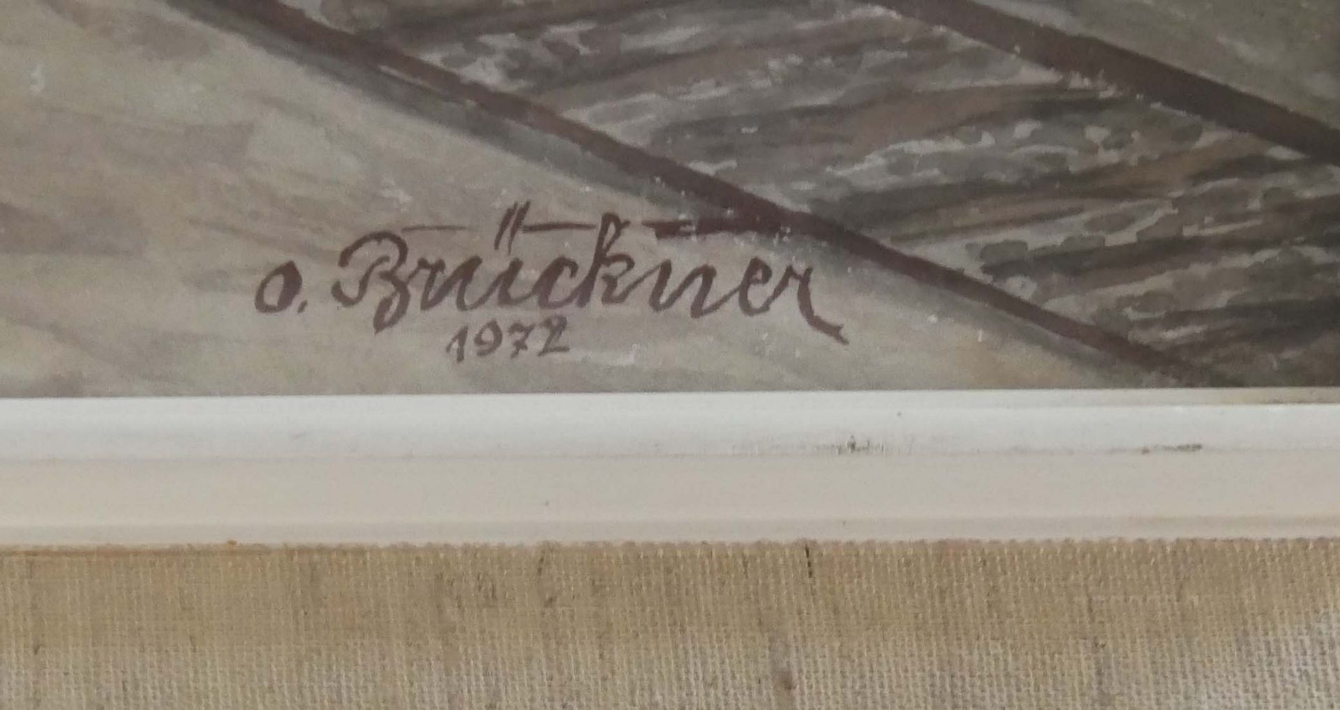 Otto Brückner, Erdesbach ü. Kusel, "Altenglaner Bahnhof", rechts unten signiert O.Brückner 1972. - Bild 3 aus 3