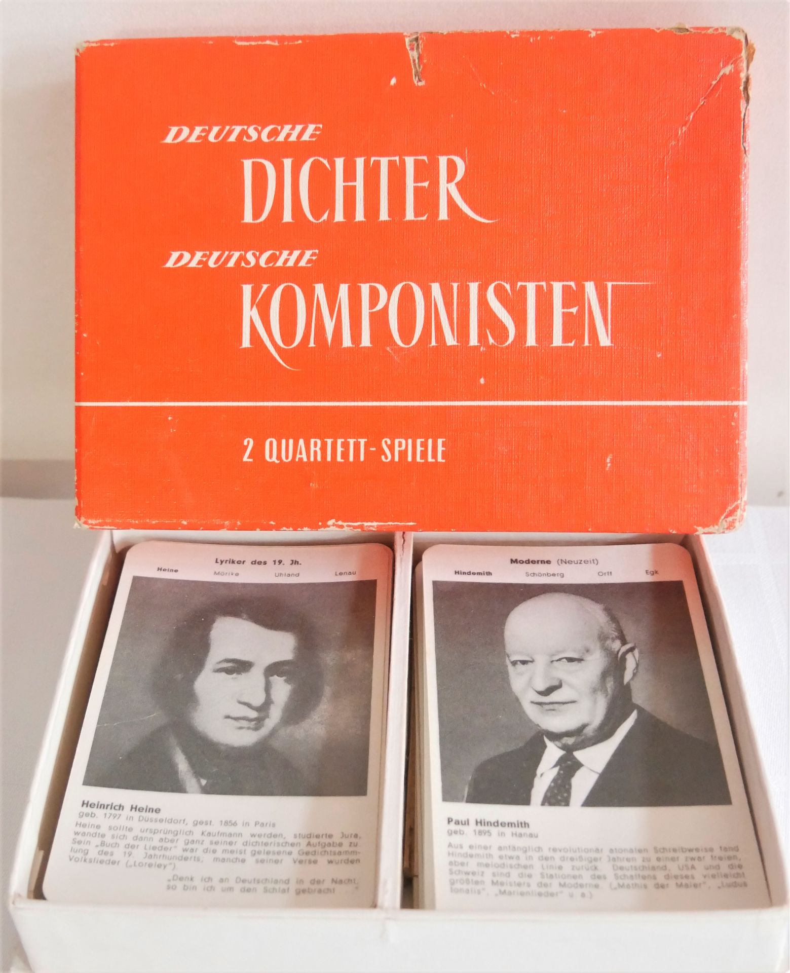 DEUTSCHE DICHTER - DEUTSCHE KOMPONISTEN, 2 Quartett Spiele, 72 Karten komplett. Bertelsmann Verlag /