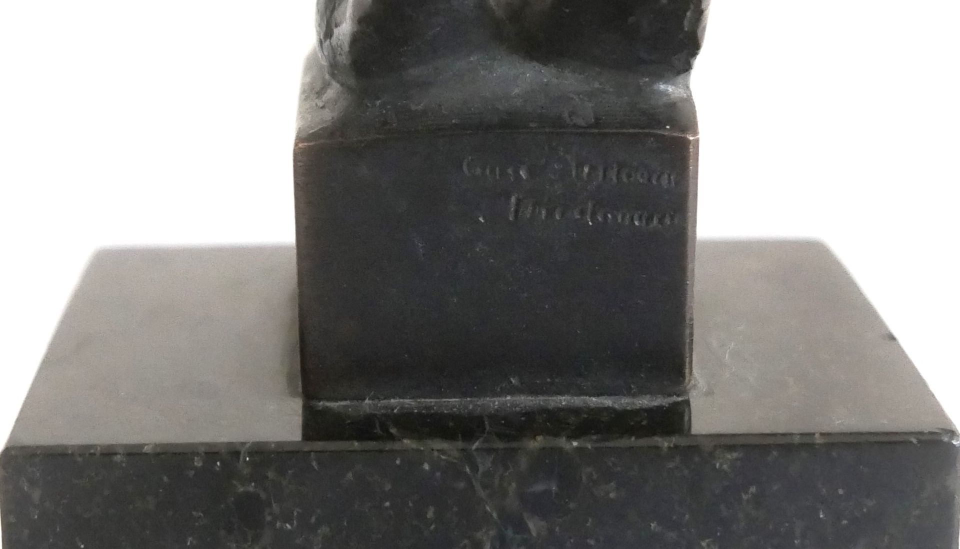 August GAUL (1869-1921), Bronze Skulptur Katze, braun/schwarze Partina, auf Marmorsockel, dieser - Bild 5 aus 5