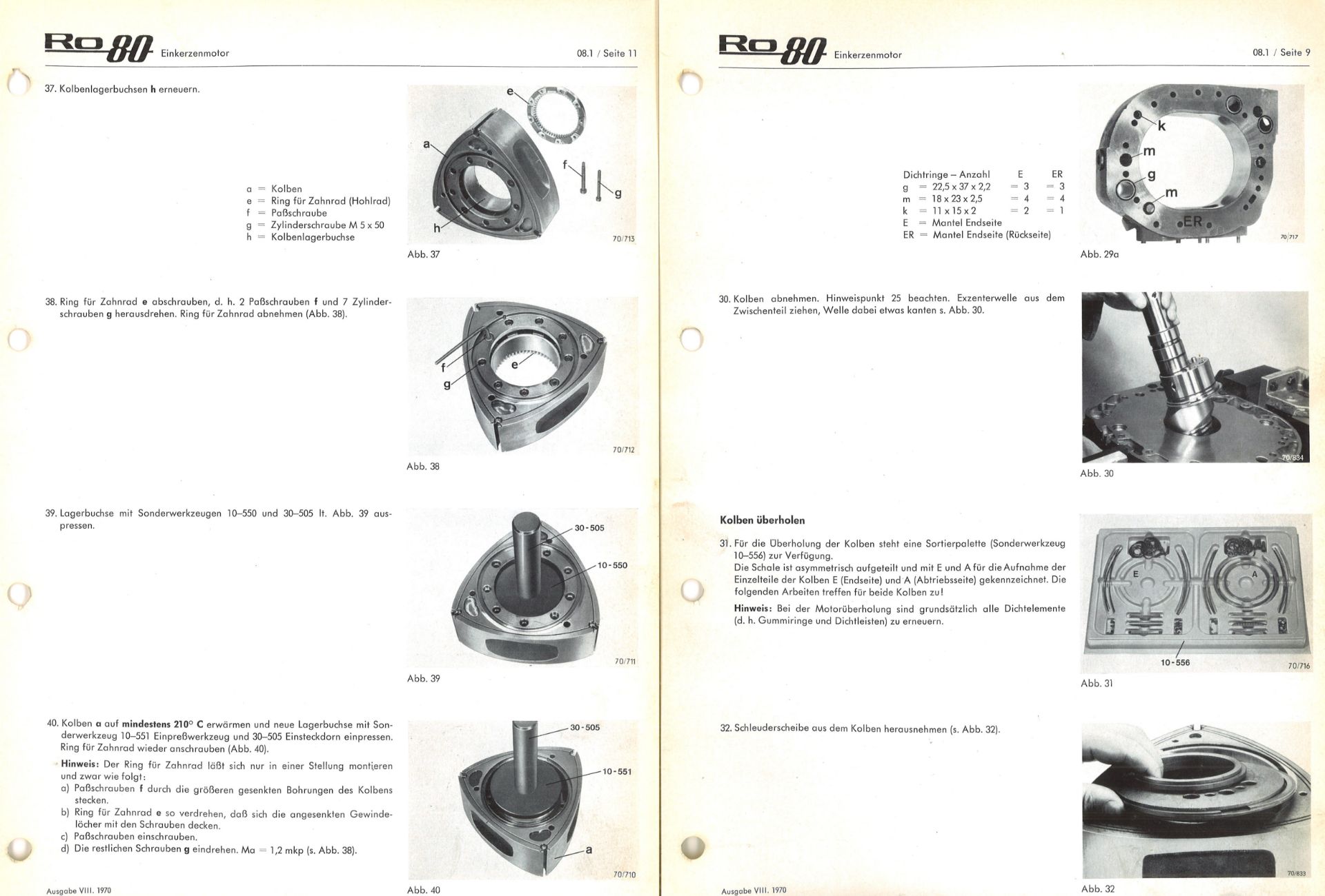 NSU Reparaturhandbuch "NSU RO 80" NSU Motorenwerke Aktiengesellschaft Neckarsulm. Januar 1970. - Bild 3 aus 4