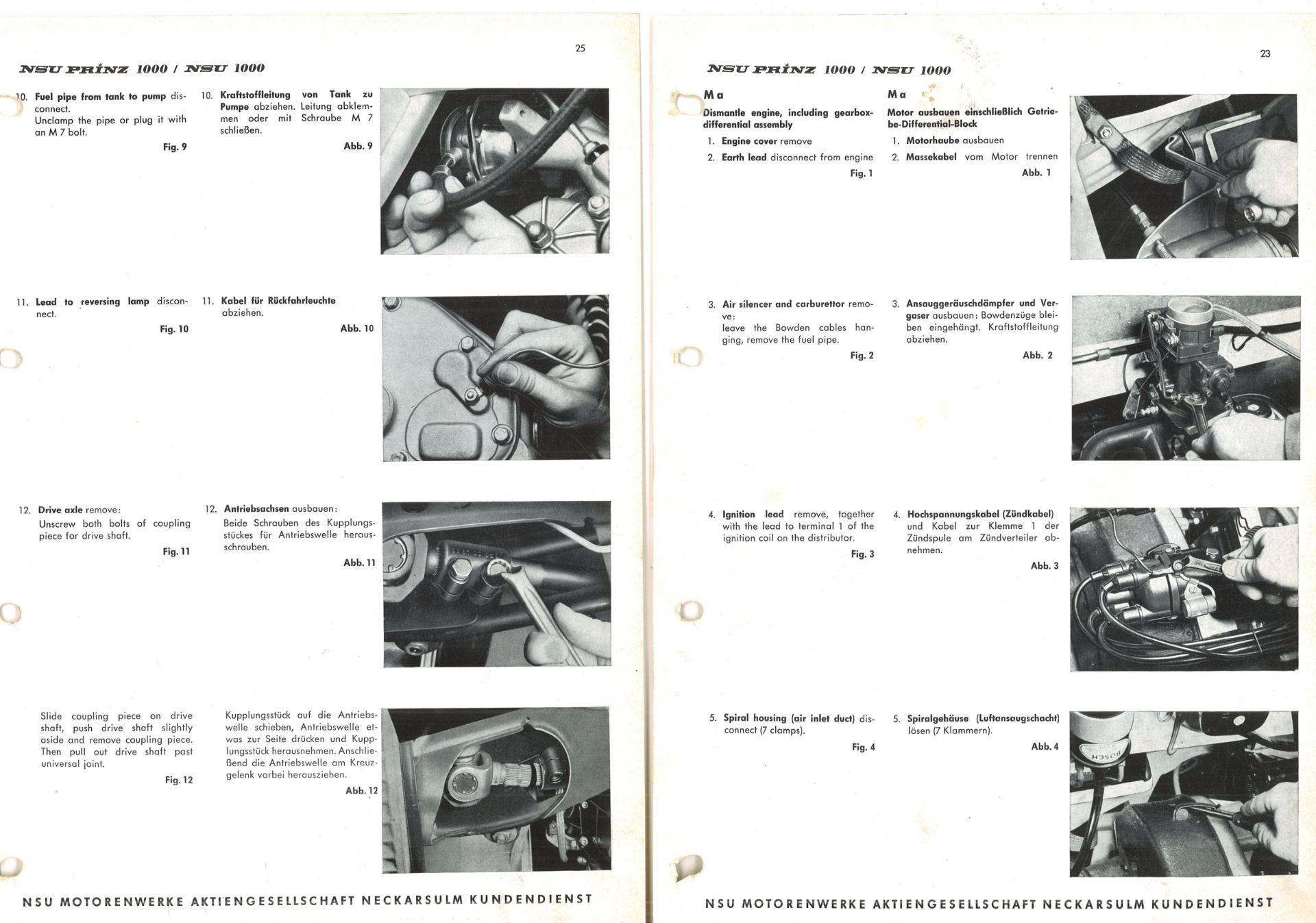 Aus Oldtimer Sammlung! NSU Reperaturhandbuch "NSU 1000, NSU 1200" NSU Motorenweke Aktiengesellschaft - Bild 2 aus 3