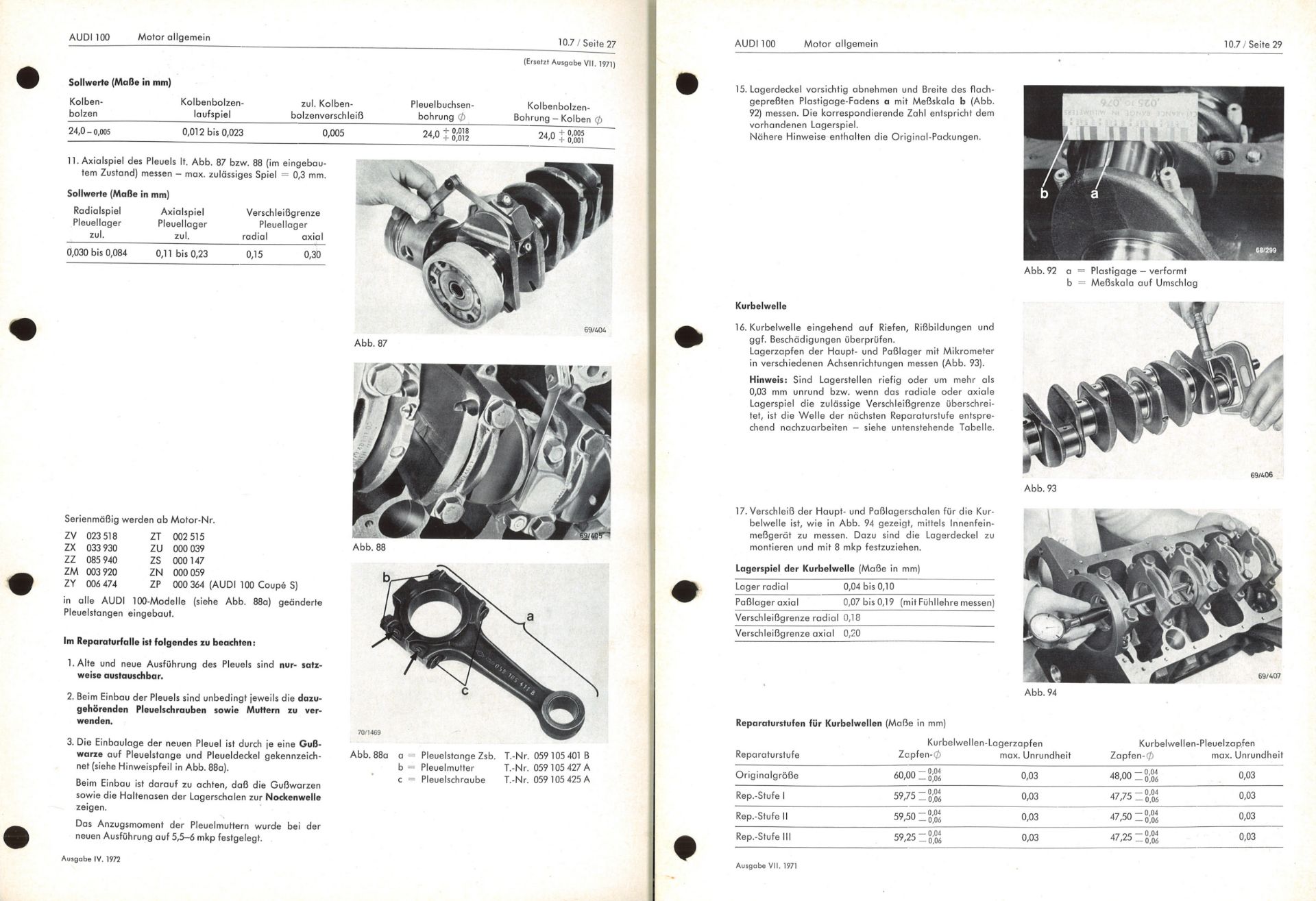 Aus Oldtimer Sammlung! Reparatur - Leitfaden Audi 100. Auto Union. Inhalt Motor - Auspuff Kupplung - - Bild 3 aus 3