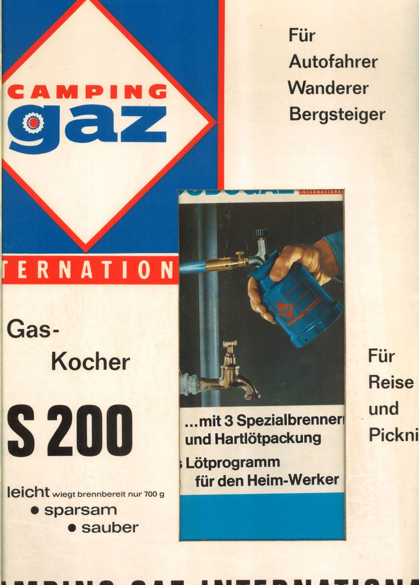 Werbeplakat und Papp - Aufsteller "Camping gaz" International, Gas-Kocher S 200 und Lötlampe, - Image 2 of 2
