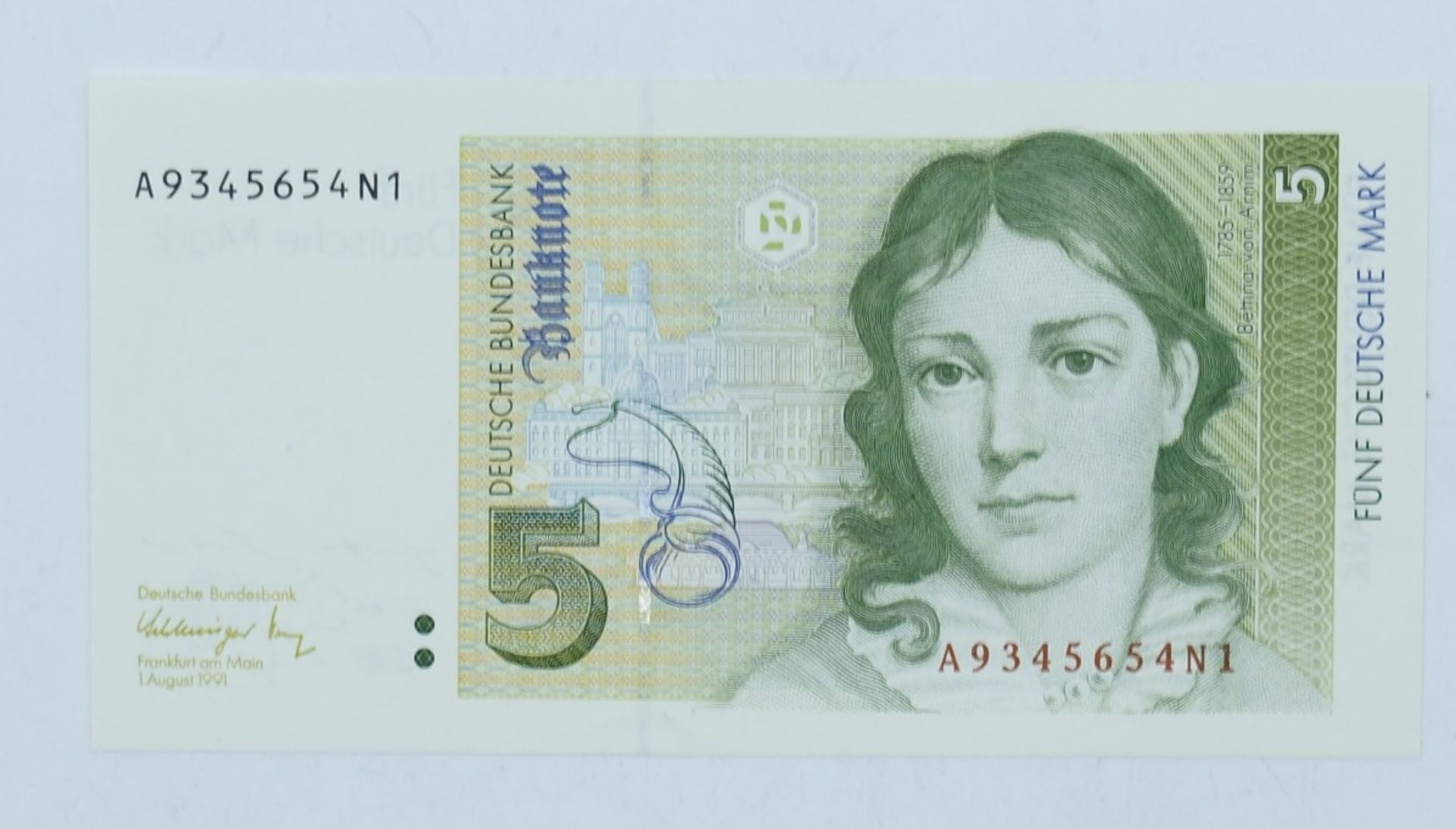 BRD 1991, 5.- DM - Banknote, A - Serie. Erhaltung: Kassenfrisch.