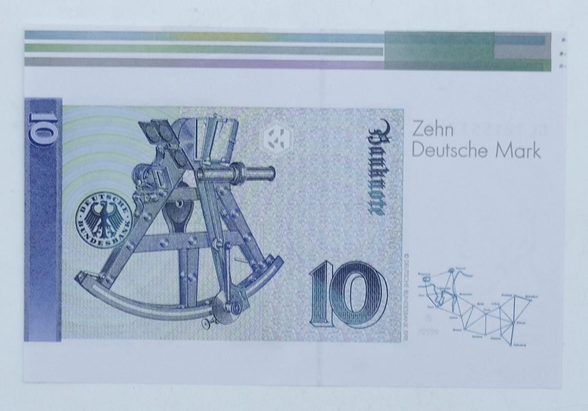 BRD 1993, 10 Deutsche Mark - Banknote, Fehlschnitt aus Druckbogen mit Farbskala. Erhaltung: - Bild 2 aus 2