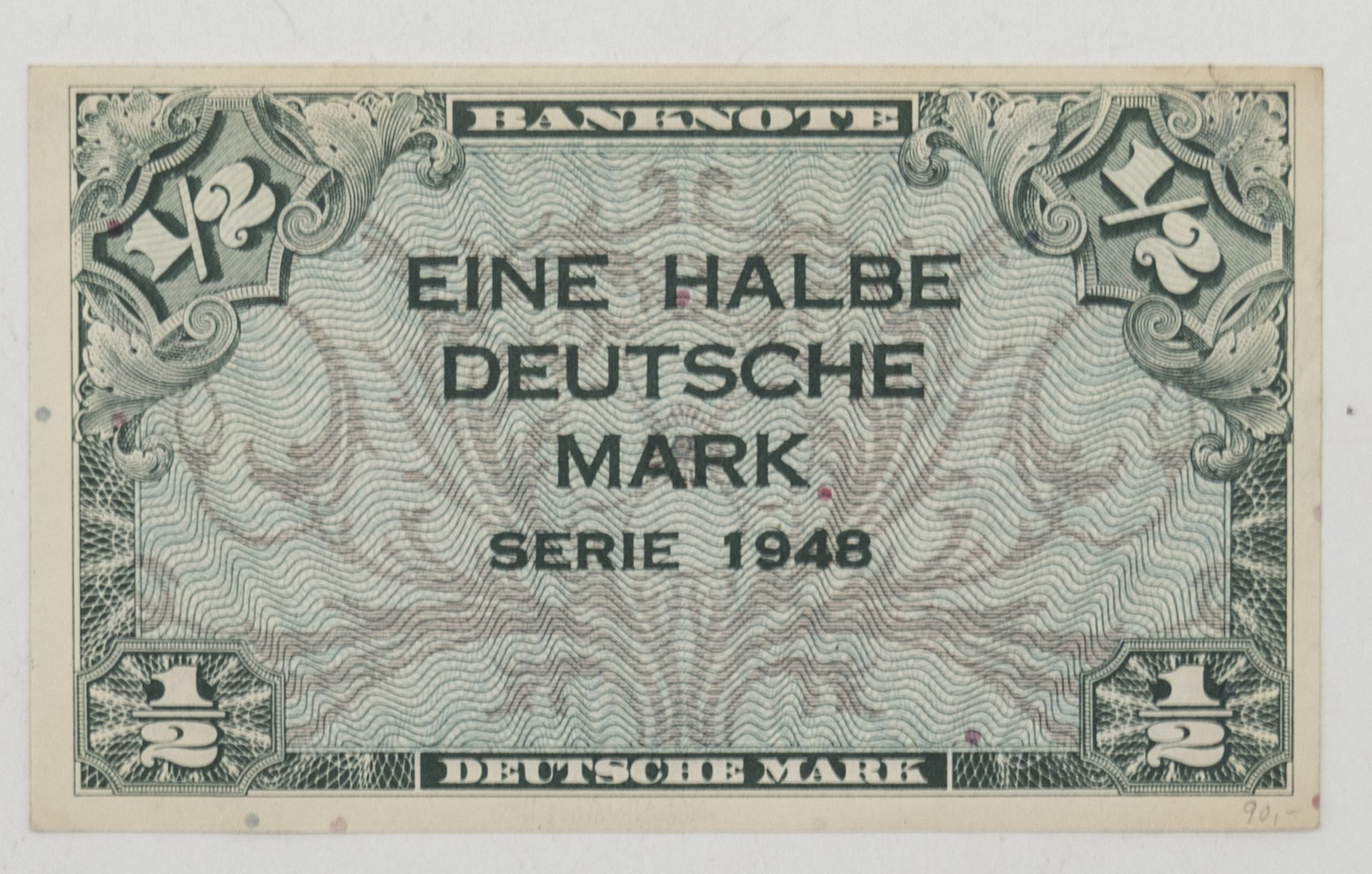 Deutschland 1948 1/2 Deutsche Mark - Banknote. Erhaltung: hervorragend.