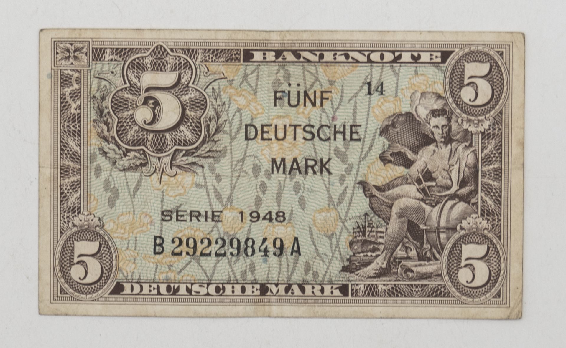 Deutschland 1948, 5 Deutsche Mark - Banknote. Erhaltung: vz.
