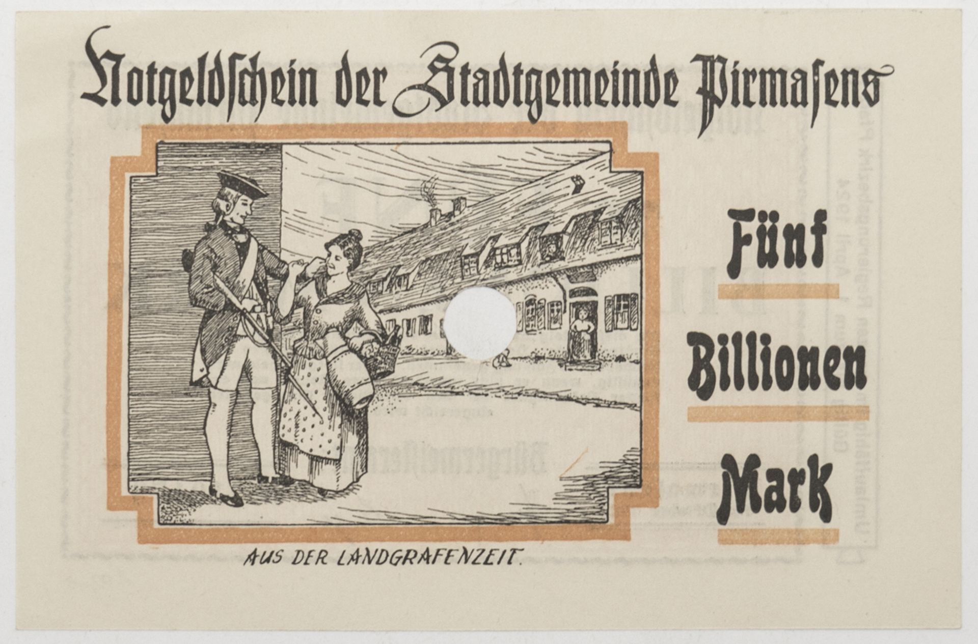 Notgeld Stadt Pirmasens 1923, 5 Billionen Mark. Erhaltung: vz. - Image 2 of 2