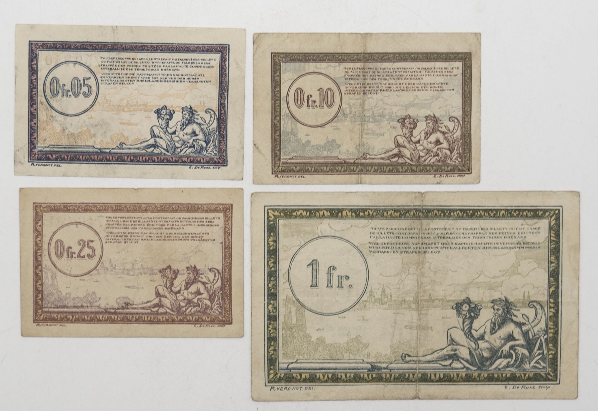 Frankreich, Notgeld für besetzte Gebiete der Eisenbahnverwaltung. 0,05 Franc, 0,10 Franc,0,25 - Bild 2 aus 2