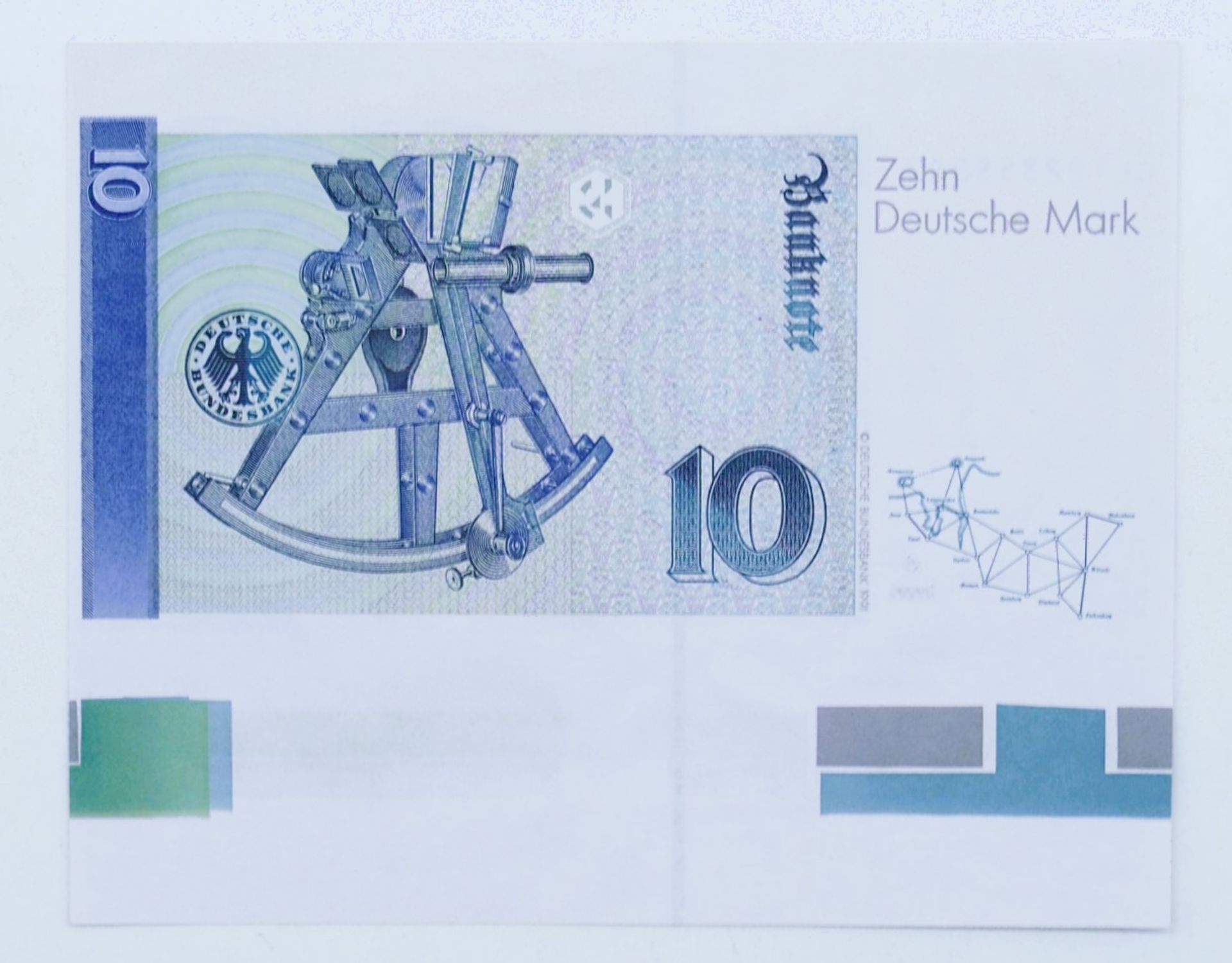 BRD 1993, 10 Deutsche Mark - Banknote, Fehlschnitt aus Druckbogen mit Farbskala. Erhaltung: - Bild 2 aus 2