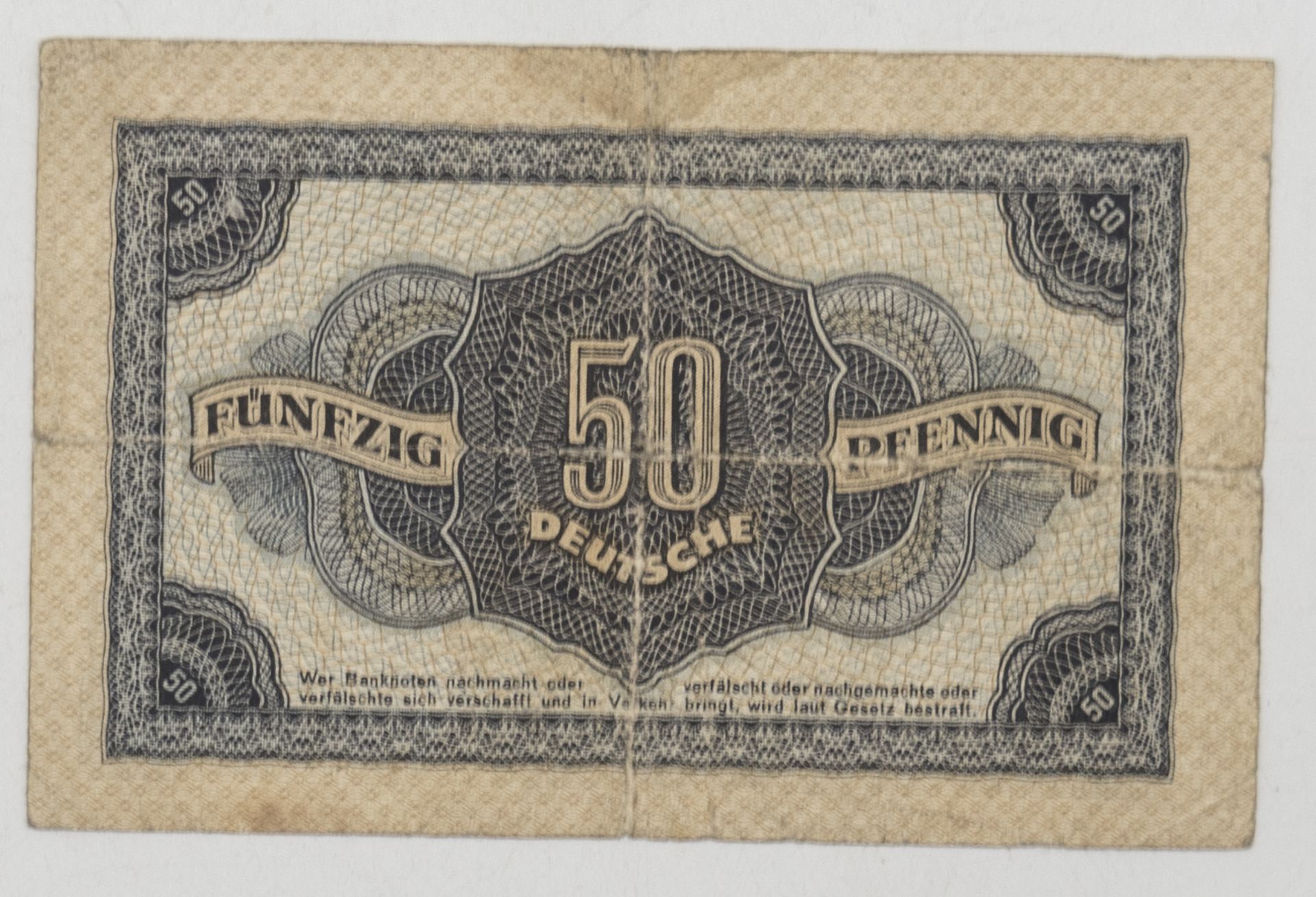 DDR 1948, 50 Pfennig - Geldschein. Ro.: 339 b. Serie EK. Erhaltung: ss. - Bild 2 aus 2