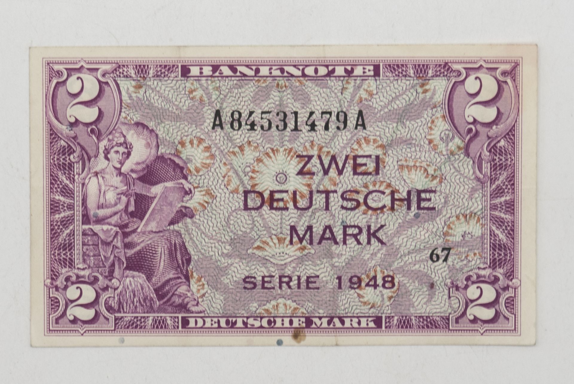 Deutschland 1948, 2 Deutsche Mark - Banknote. Erhaltung: ss.