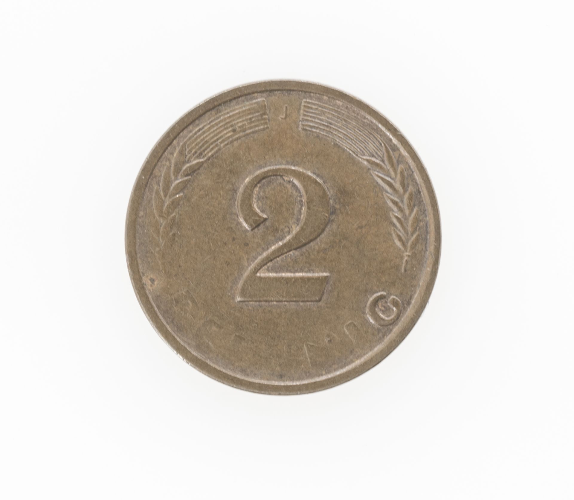 Deutschland 1961 J, 2 Pfennig - Münze Fehlprägung: Nominalseite schwach geprägt. Nicht magnetisch.
