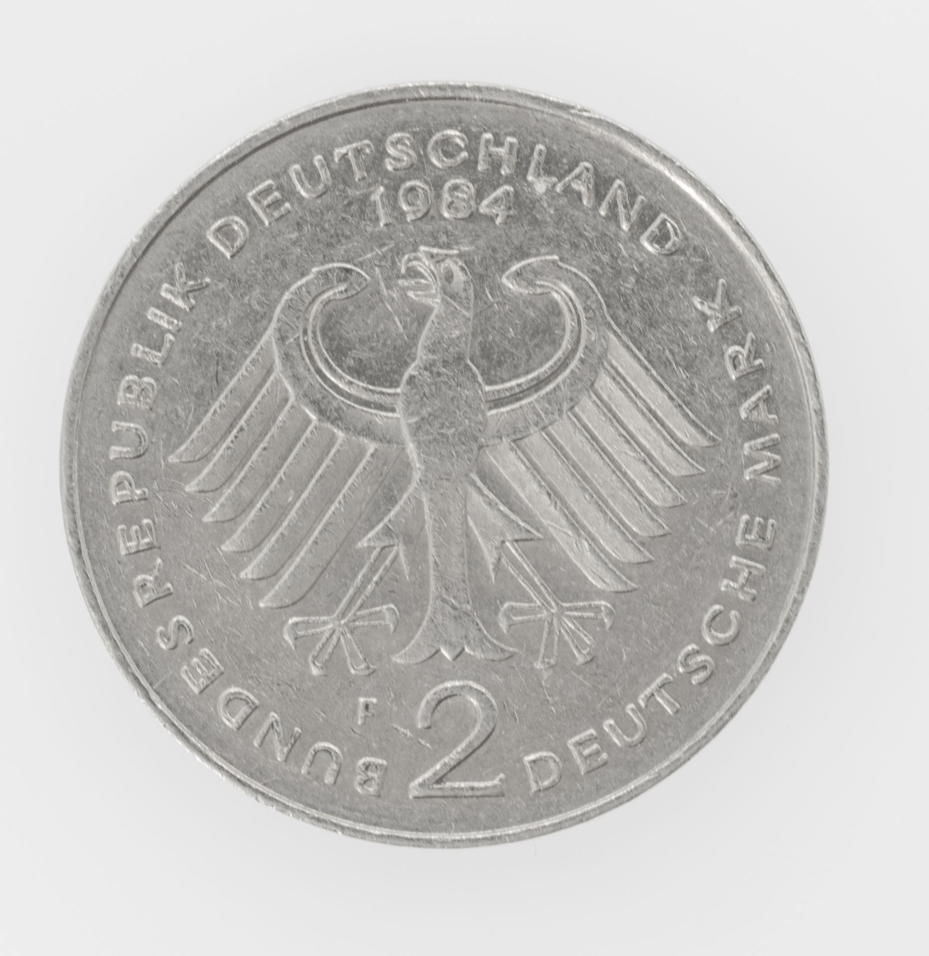 Deutschland 1984 F, 2.- DM - Münze "Konrad Adenauer". Magnetisch. - Image 2 of 3