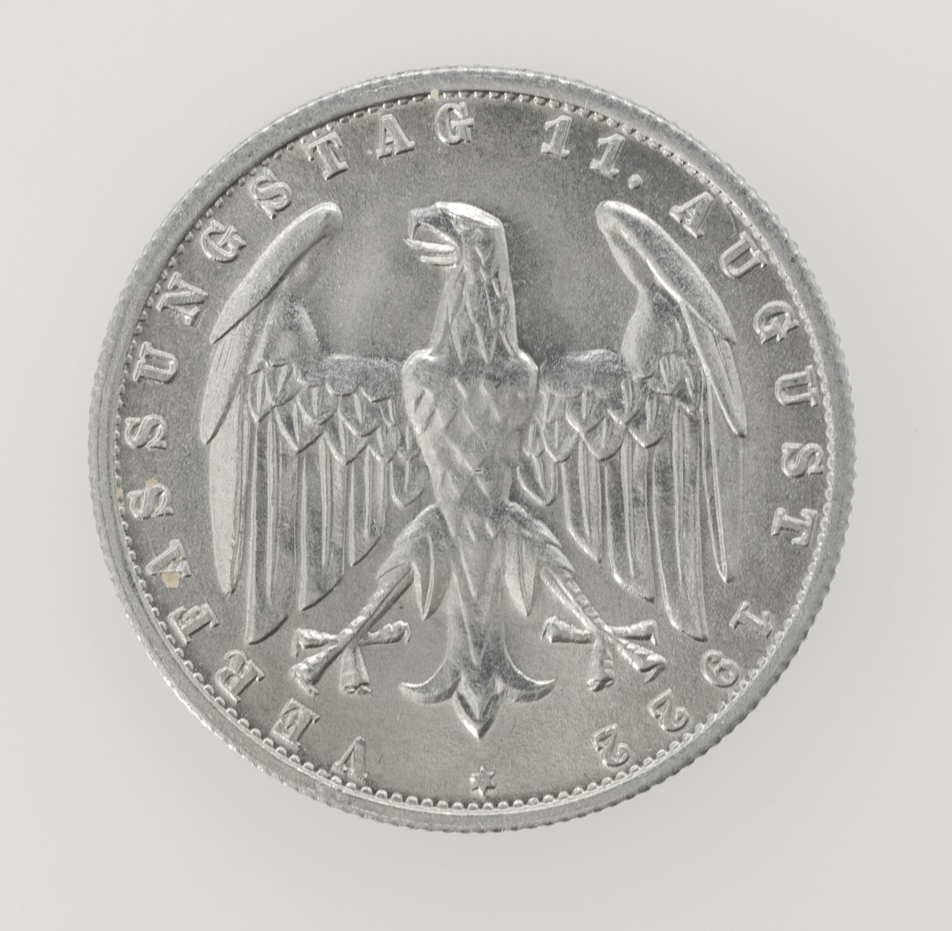 Deutsches Reich 1922 J, 3 Mark - Münze. Erhaltung: stgl. - Image 2 of 2