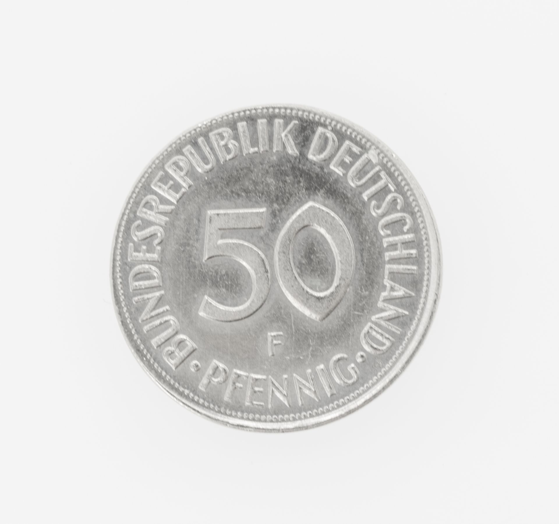 BRD 1985, 50 Pfennig - Münze Fehlprägung: Rückseite leicht dezentral.