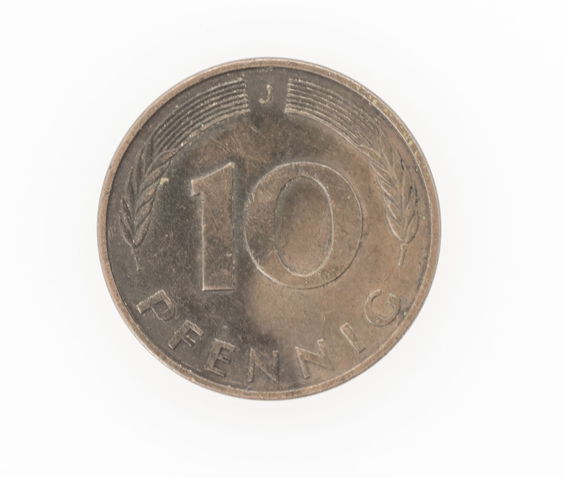 BRD 1982 J, 10 Pfennig Fehlprägung: Kupferplattierung. Rand ohne Plattierung.